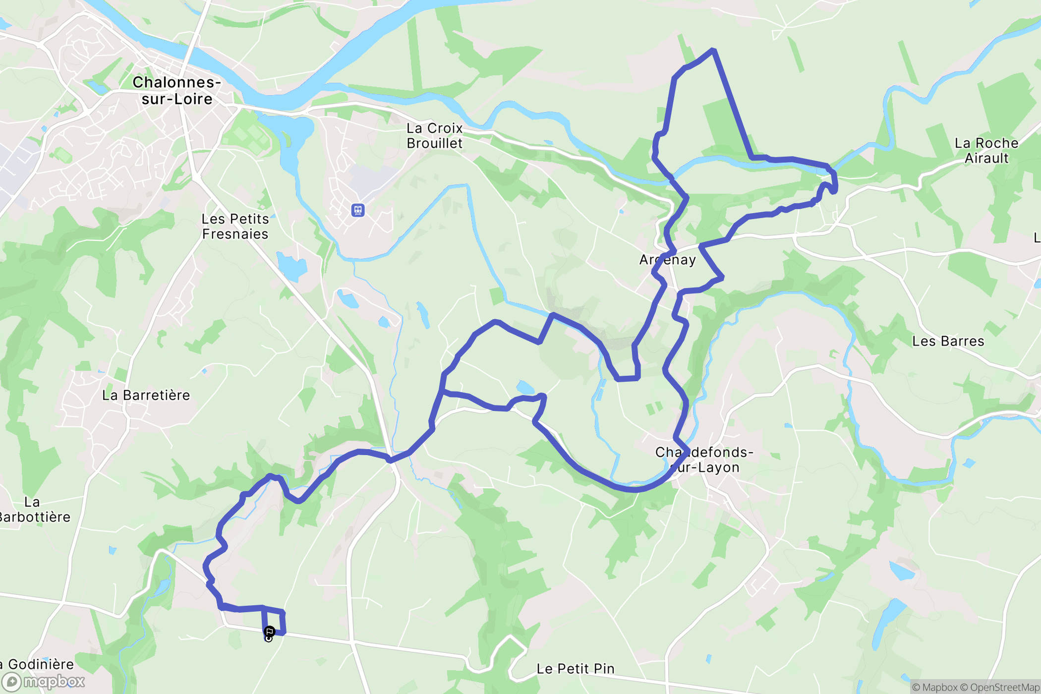 Chaudefonds-sur-Layon : carte du parcours de randonnée - France