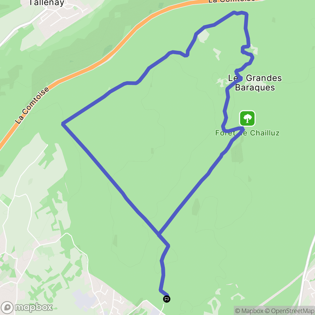 Besançon : carte du parcours de randonnée - France