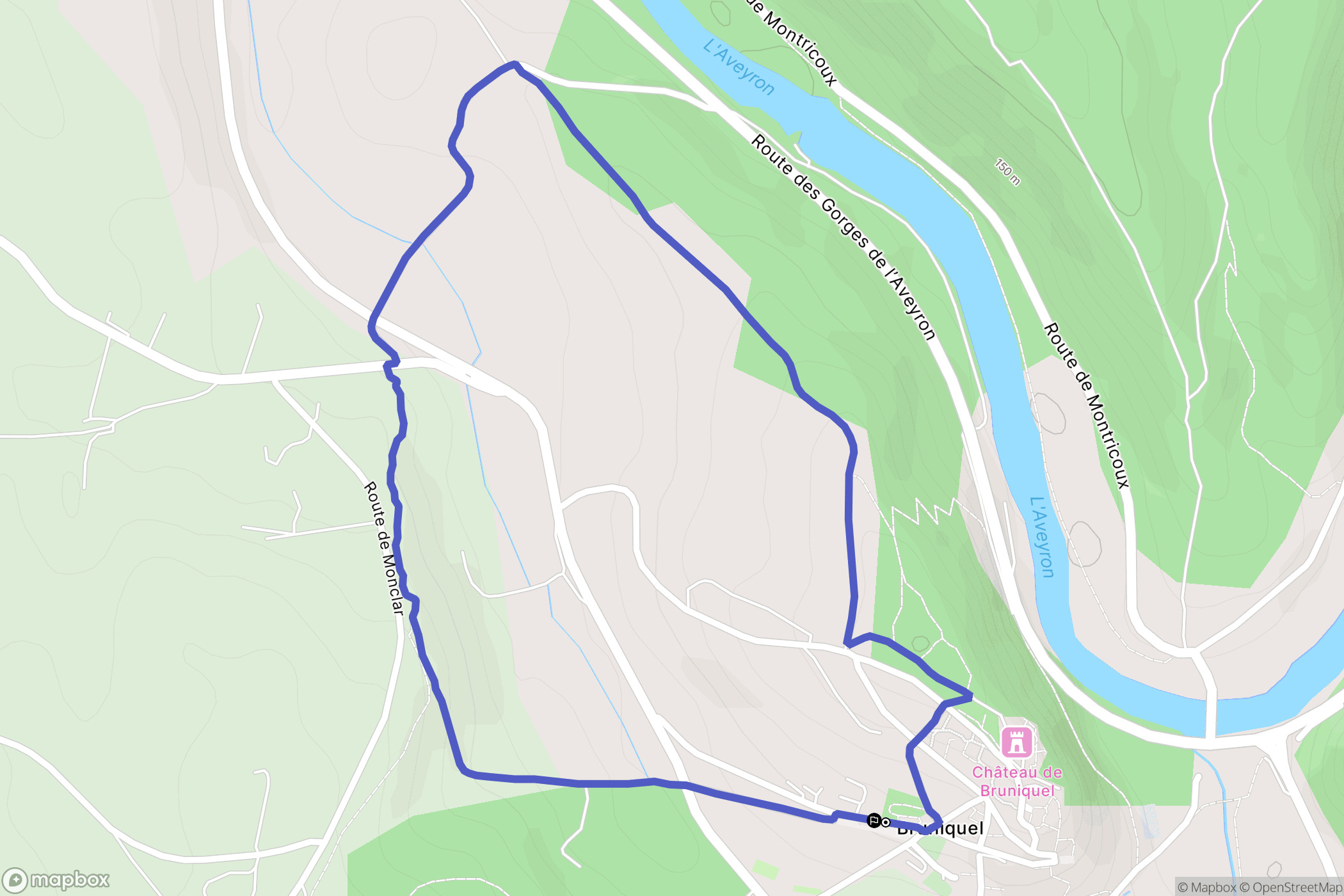 Bruniquel : carte du parcours de randonnée - France