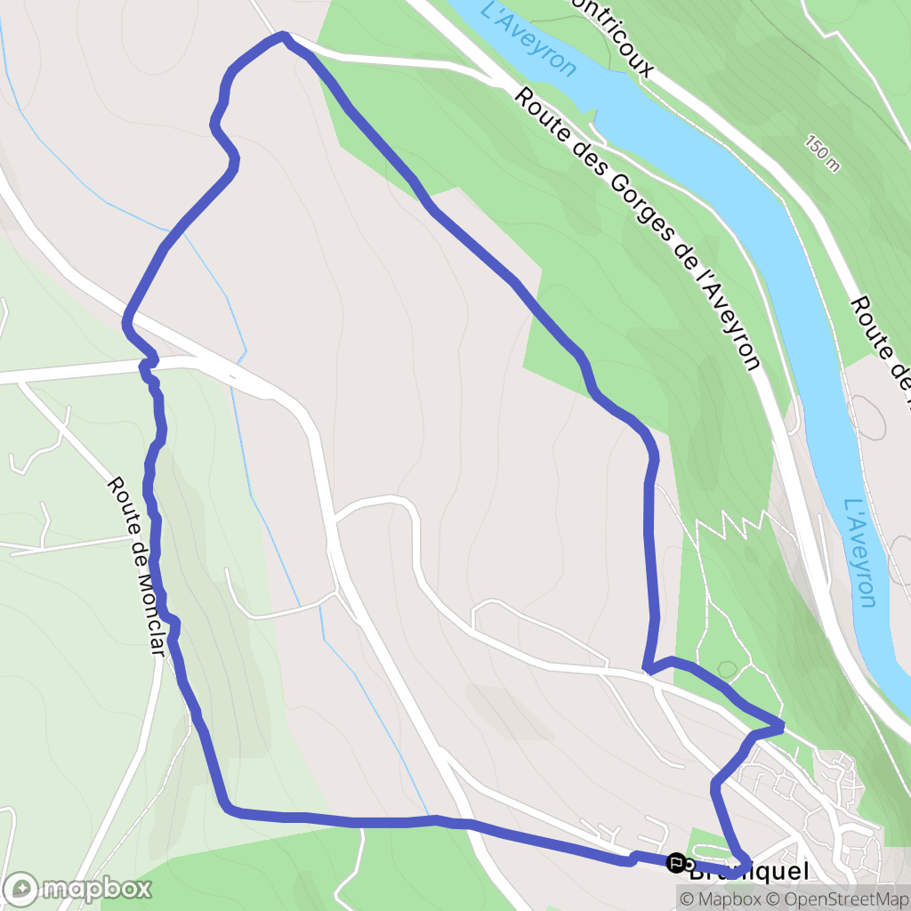 Bruniquel : carte du parcours de randonnée - France