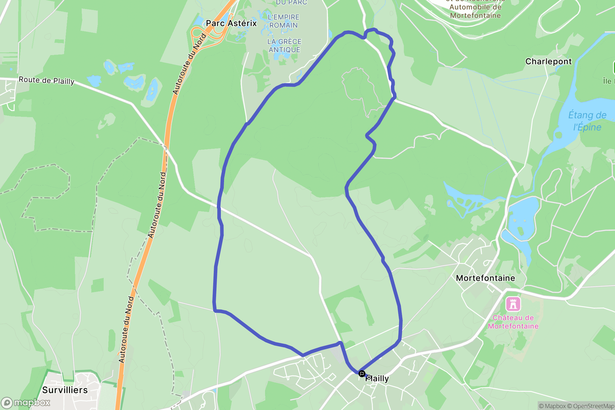 Plailly : carte du parcours de randonnée - France