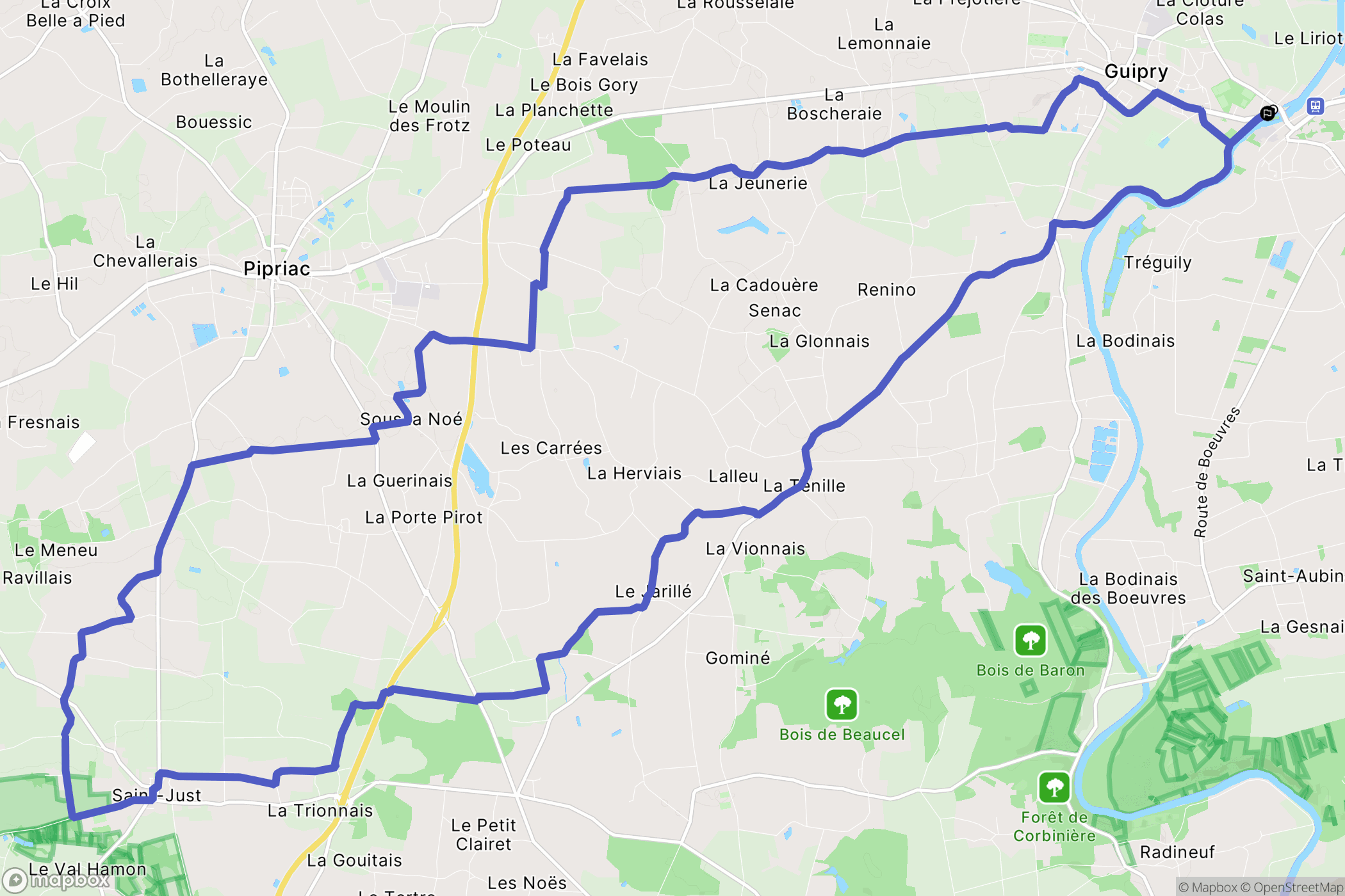 Guipry-Messac : carte du parcours de randonnée - France