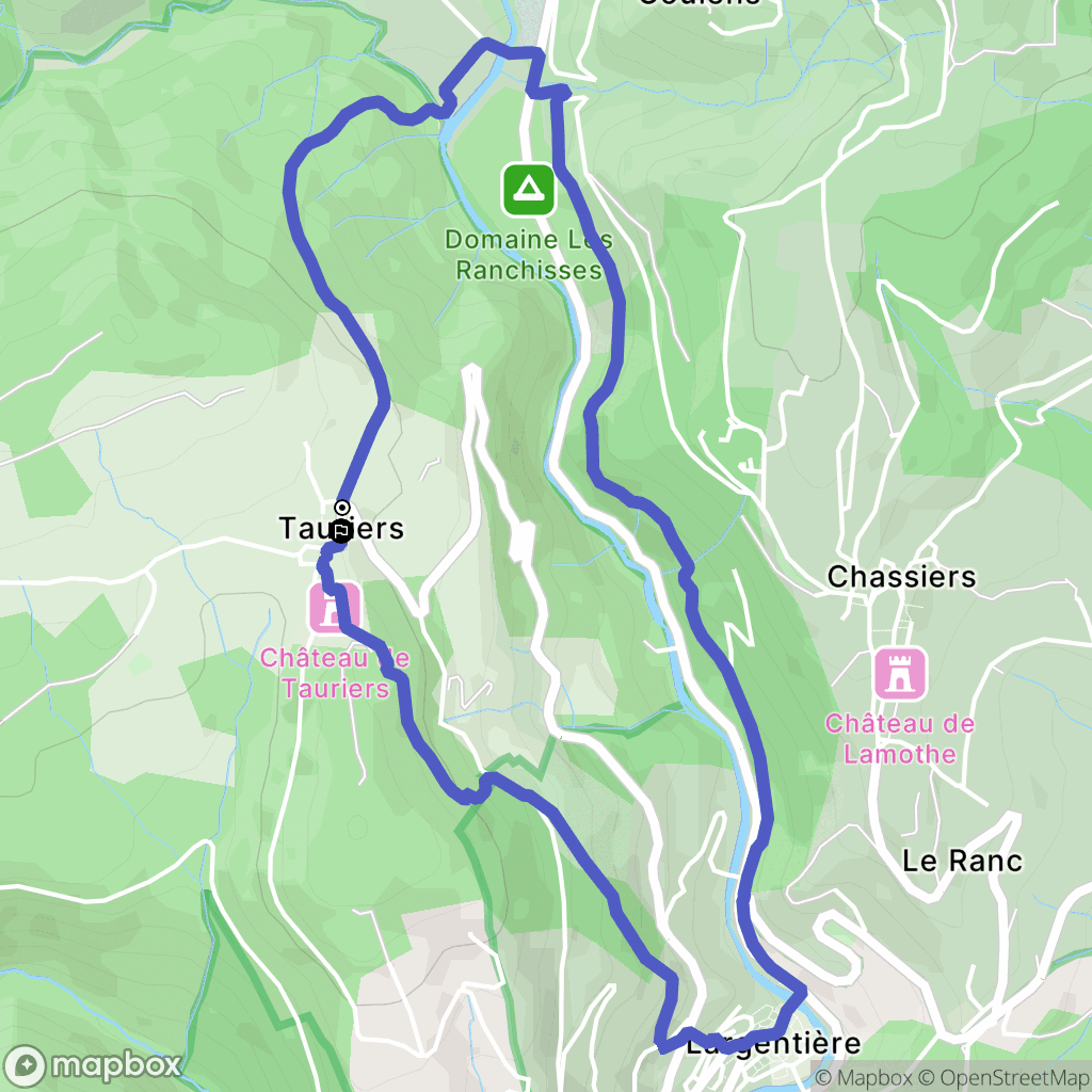 Tauriers : carte du parcours de randonnée - France