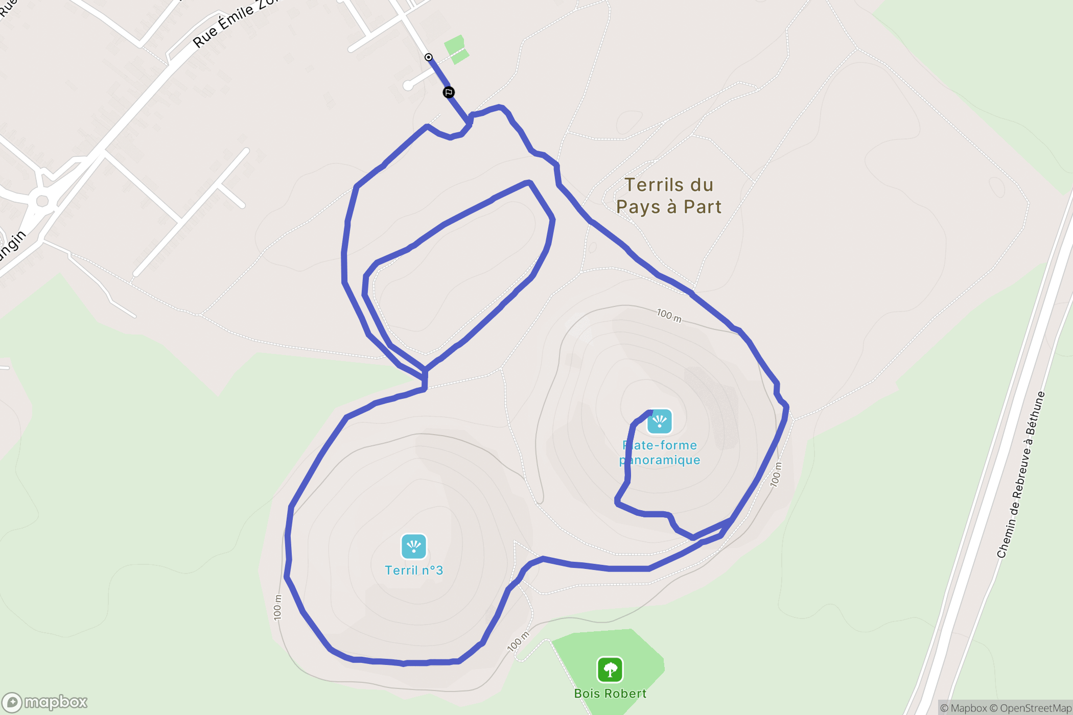 Haillicourt : carte du parcours de randonnée - France