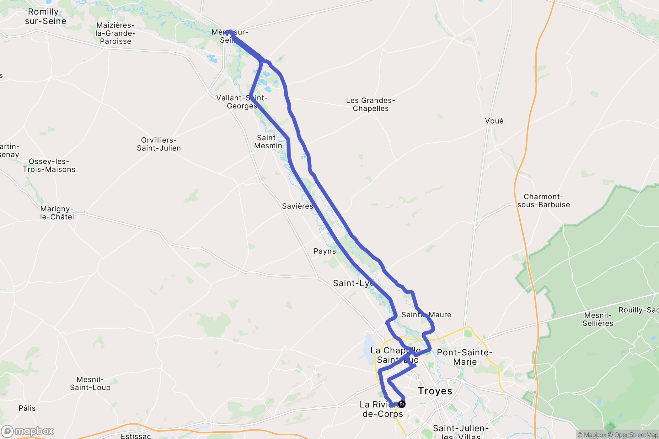Sainte-Savine : carte du parcours de randonnée - France