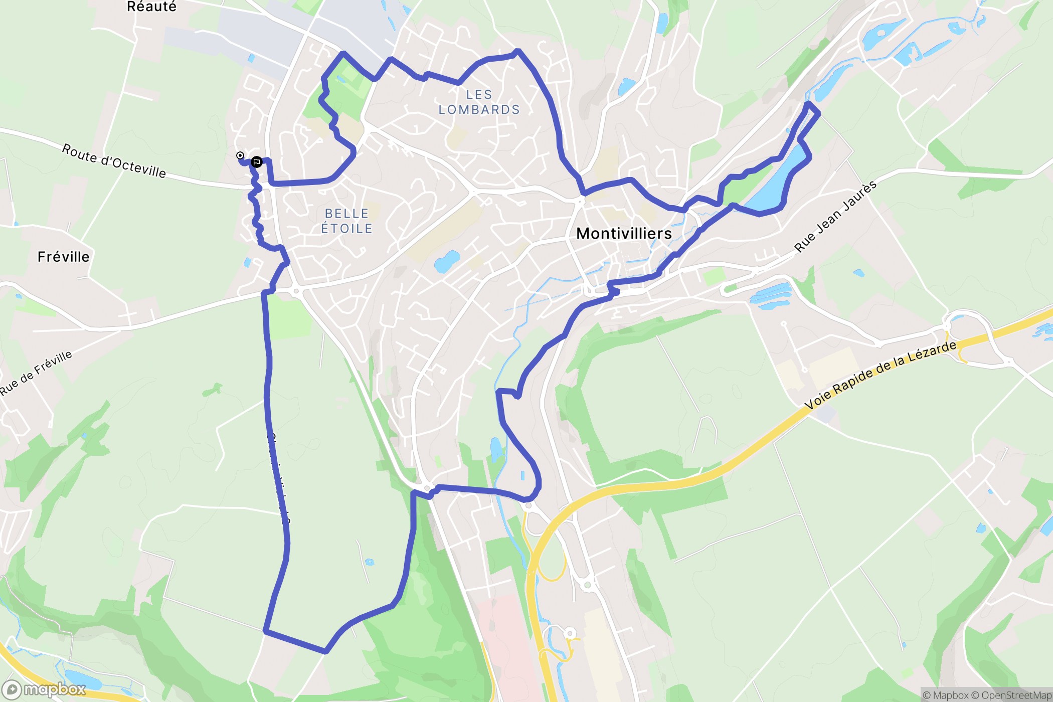 Montivilliers : carte du parcours de randonnée - France