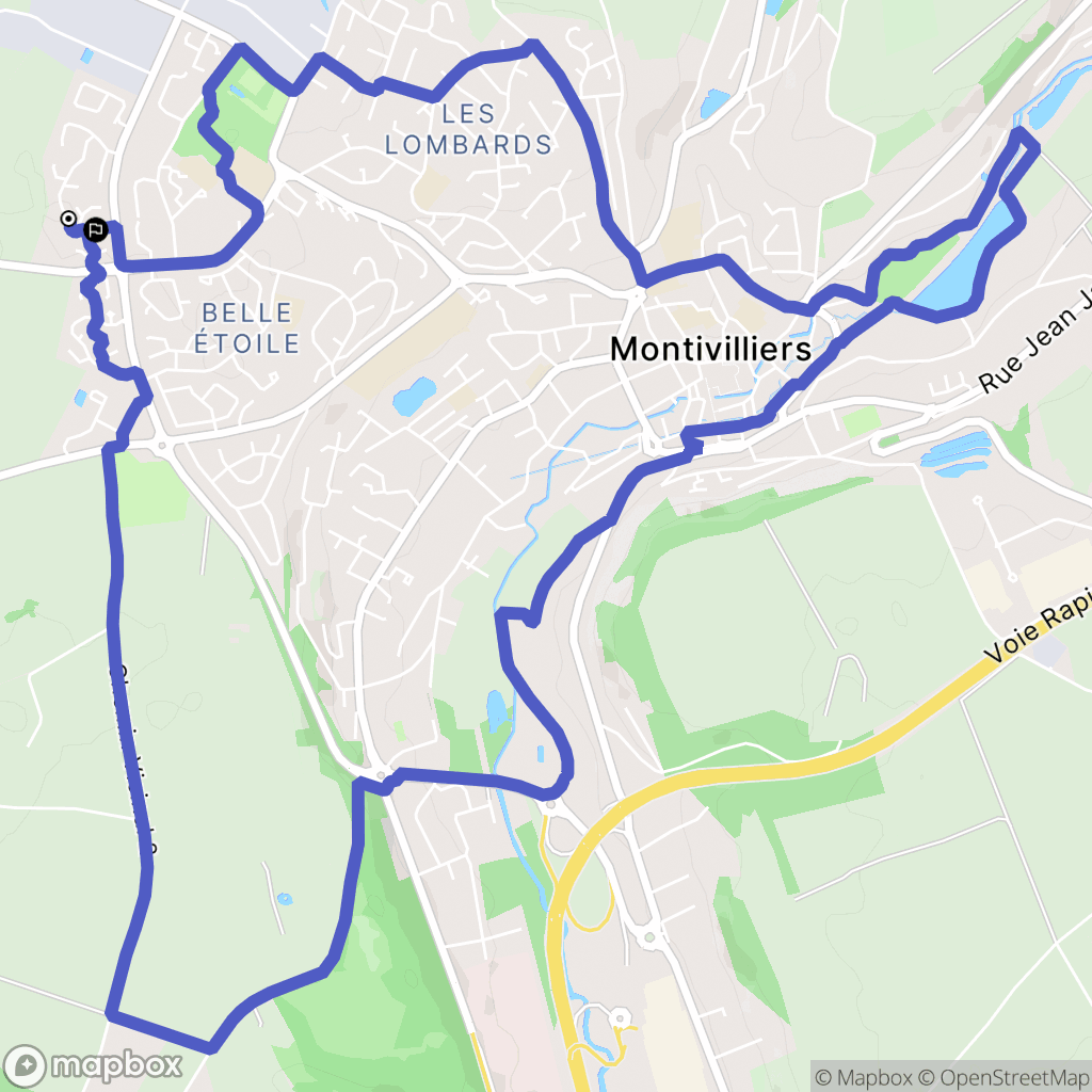 Montivilliers : carte du parcours de randonnée - France