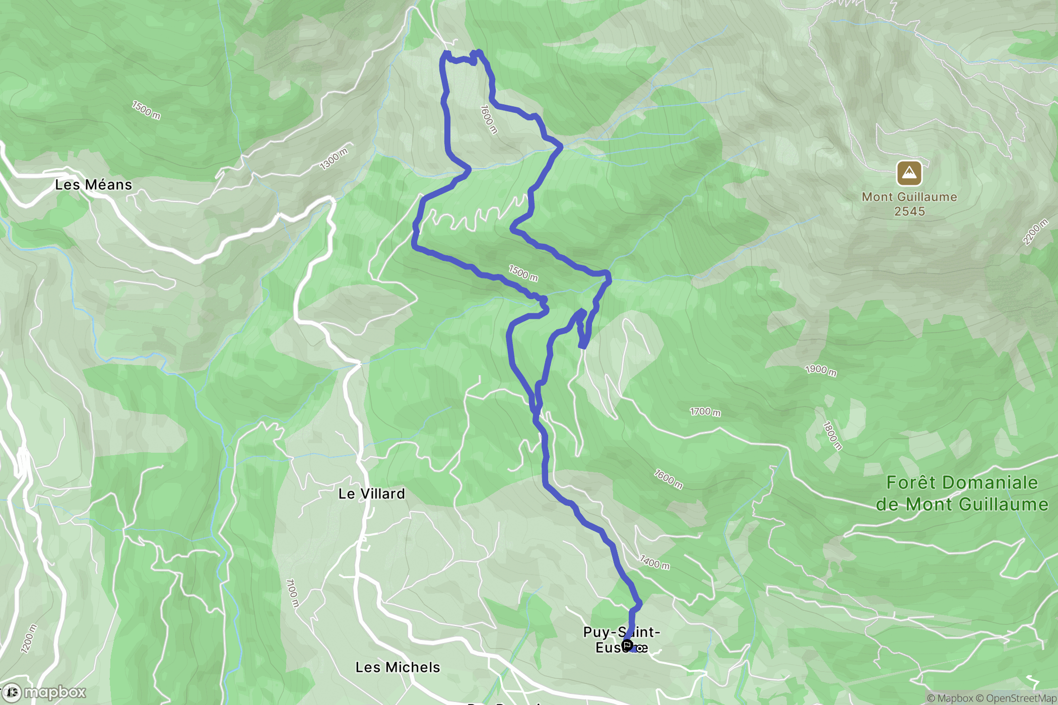 Puy-Saint-Eusèbe : carte du parcours de randonnée - France