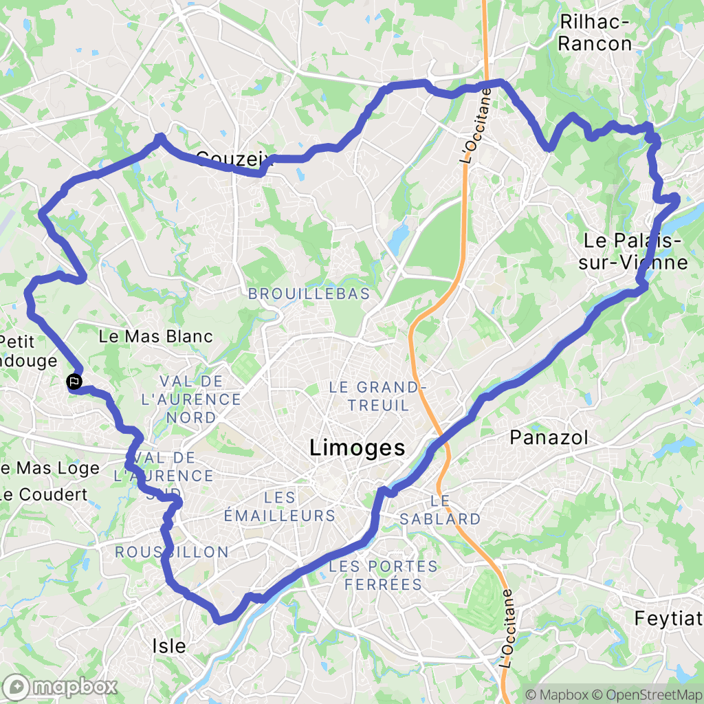 Limoges : carte du parcours de randonnée - France