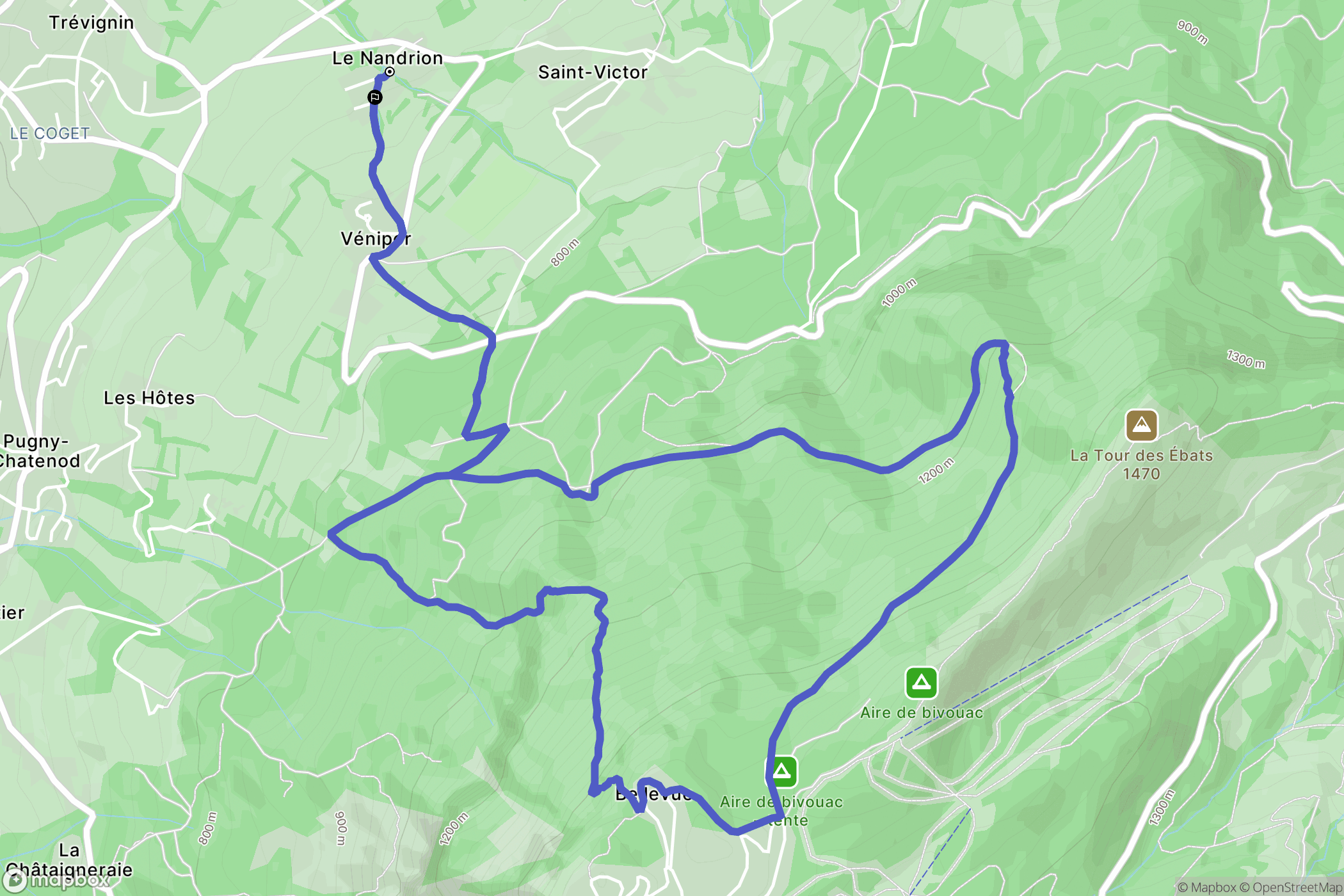 Trévignin : carte du parcours de randonnée - France