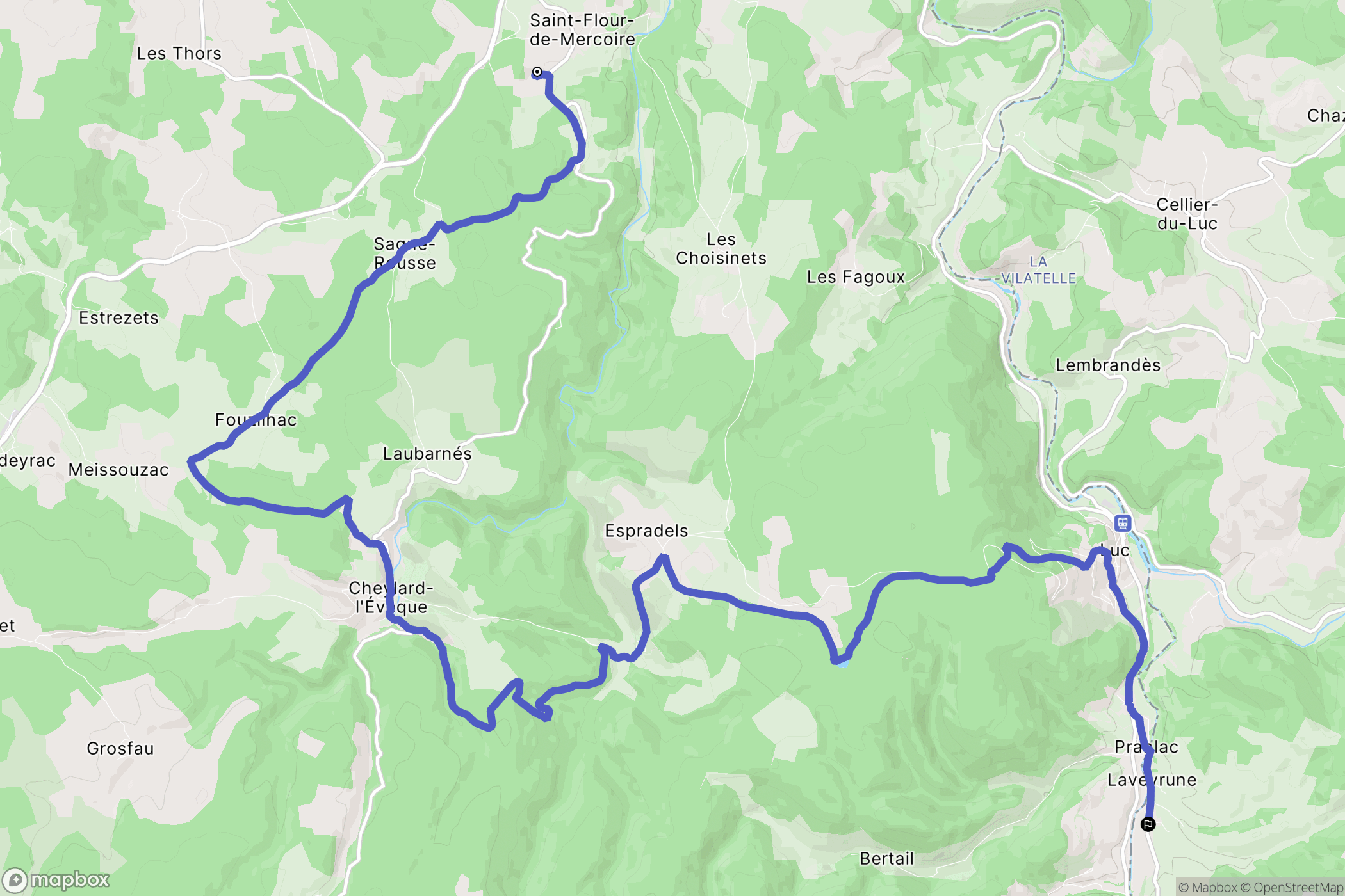 Saint-Flour-de-Mercoire : carte du parcours de randonnée - France