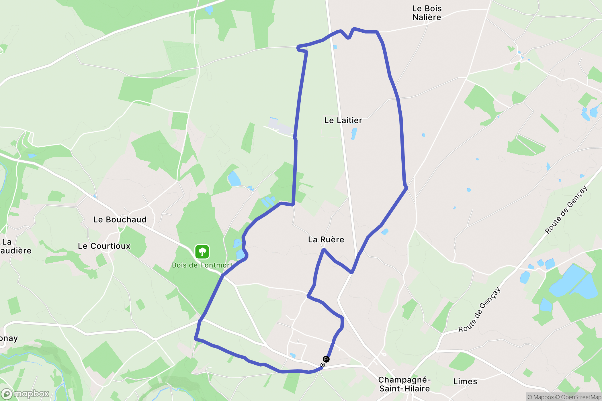 Champagné-Saint-Hilaire : carte du parcours de randonnée - France