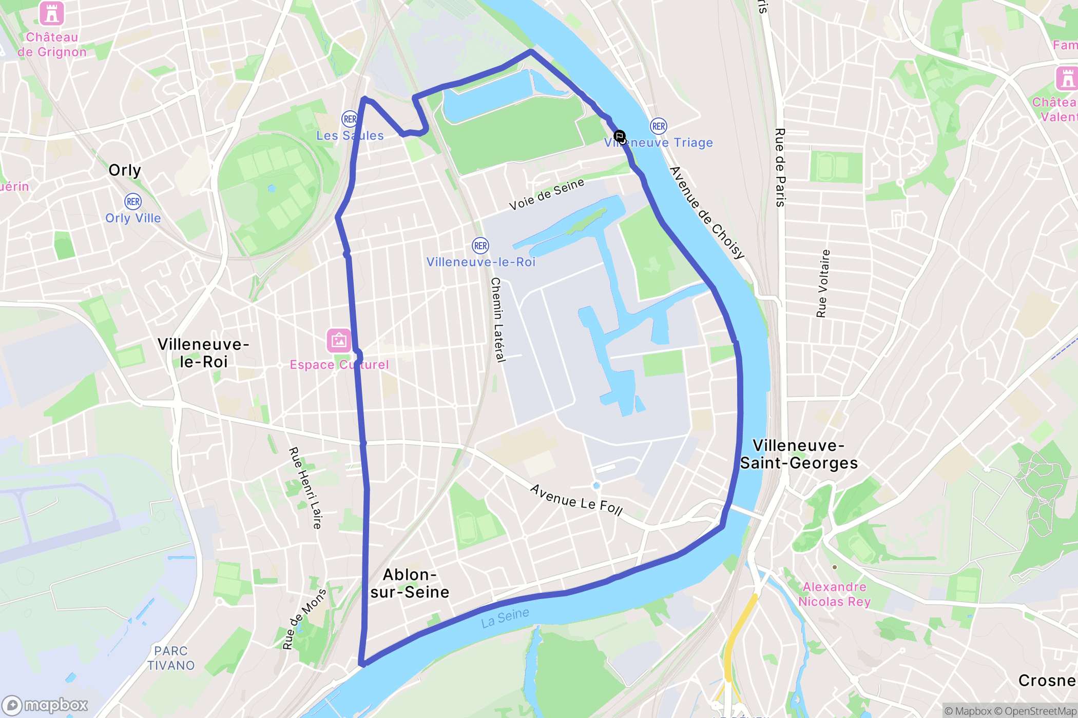 Villeneuve-le-Roi : carte du parcours de randonnée - France