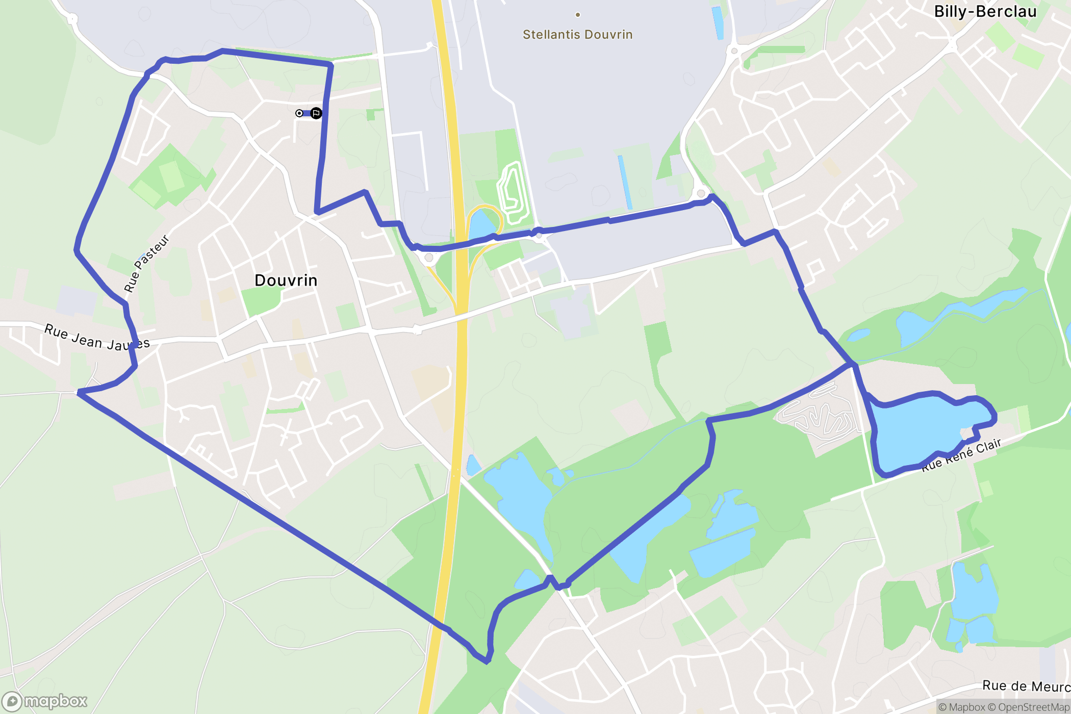 Douvrin : carte du parcours de randonnée - France