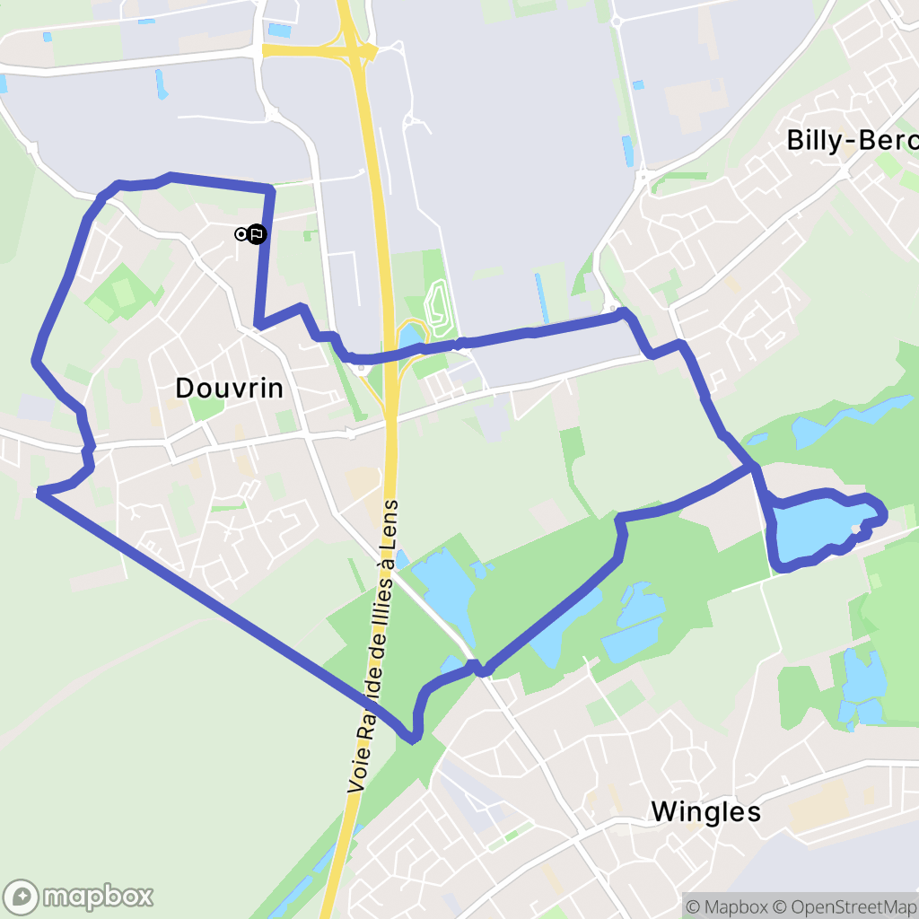 Douvrin : carte du parcours de randonnée - France