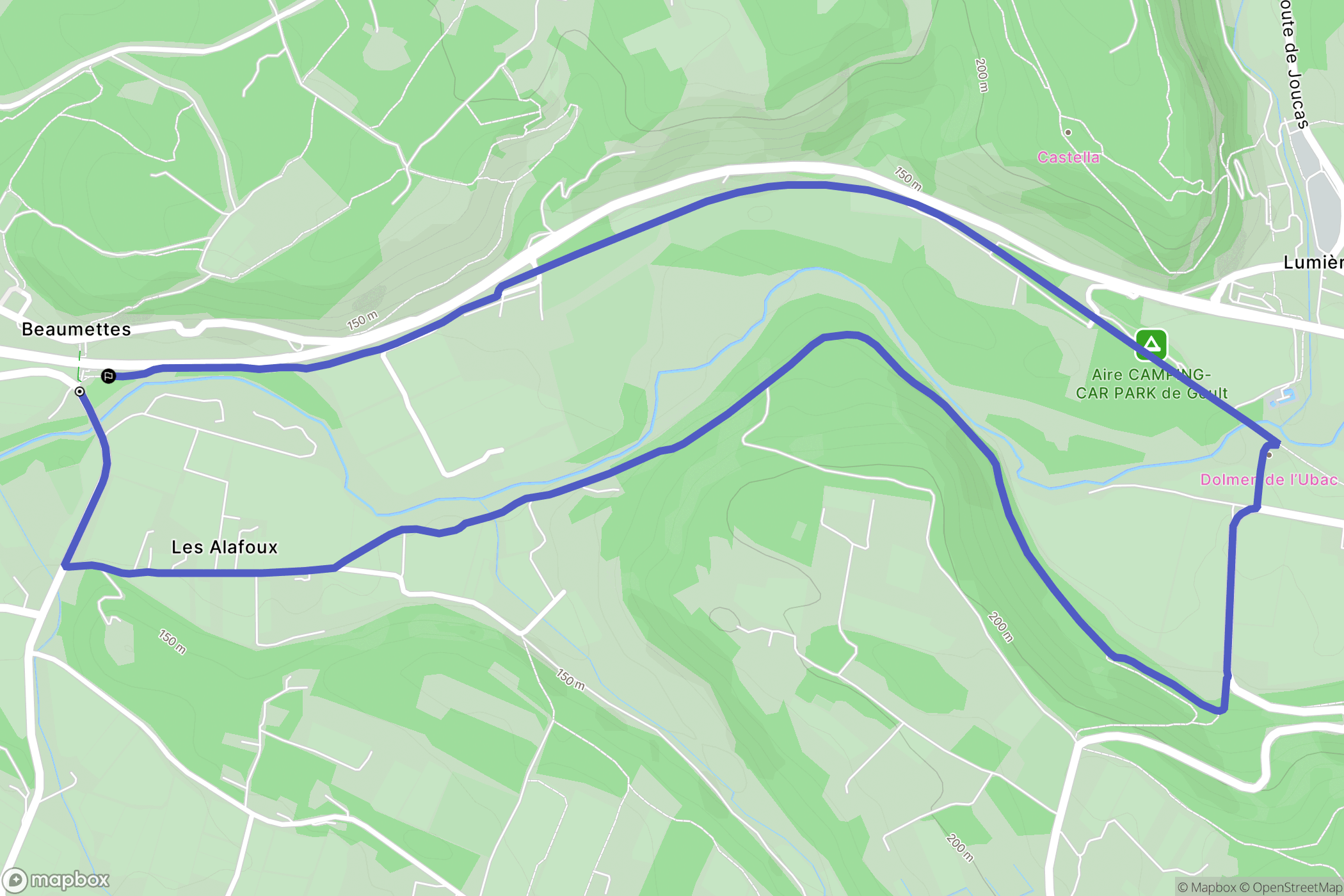 Beaumettes : carte du parcours de randonnée - France