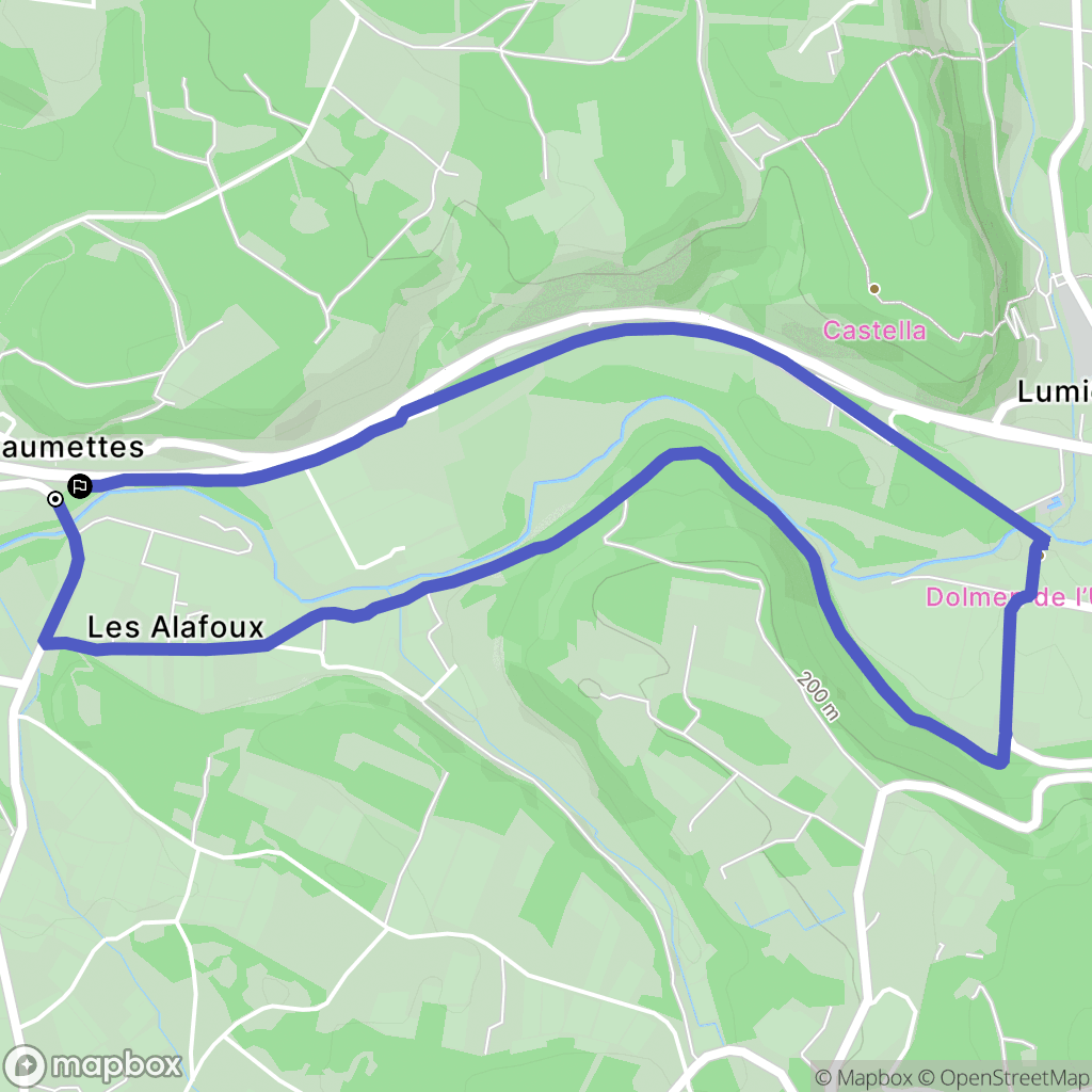 Beaumettes : carte du parcours de randonnée - France