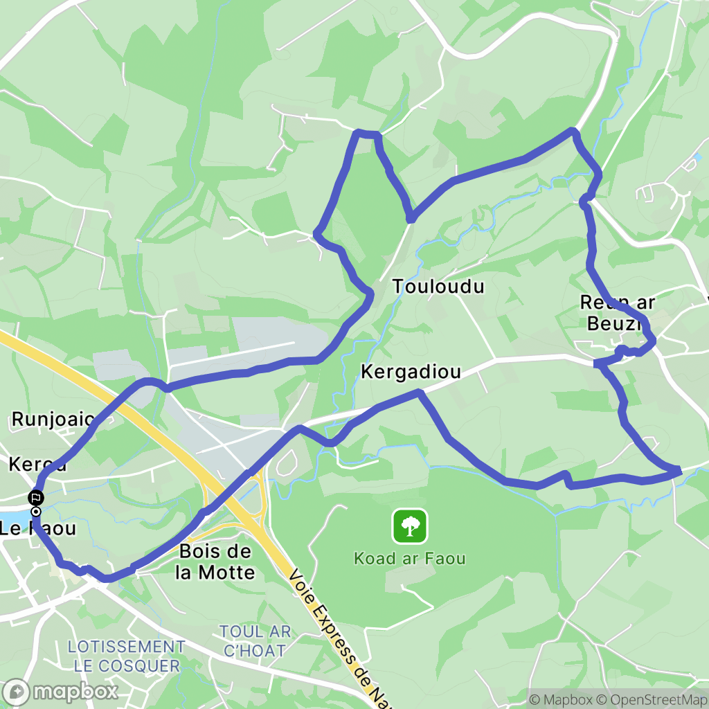 Le Faou : carte du parcours de randonnée - France