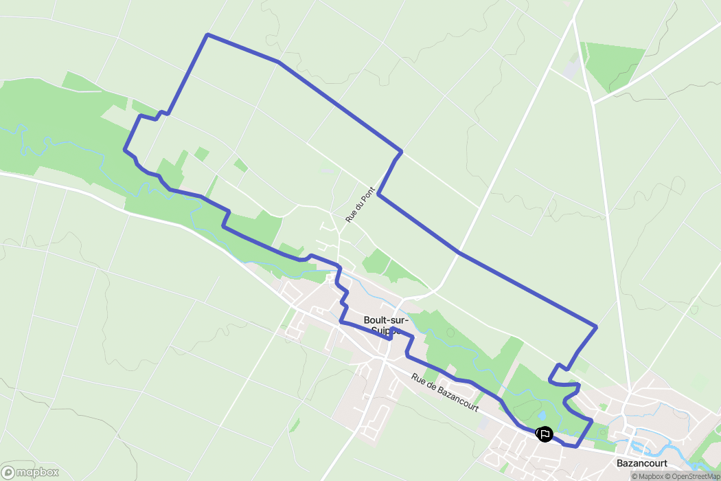 Bazancourt : carte du parcours de randonnée - France
