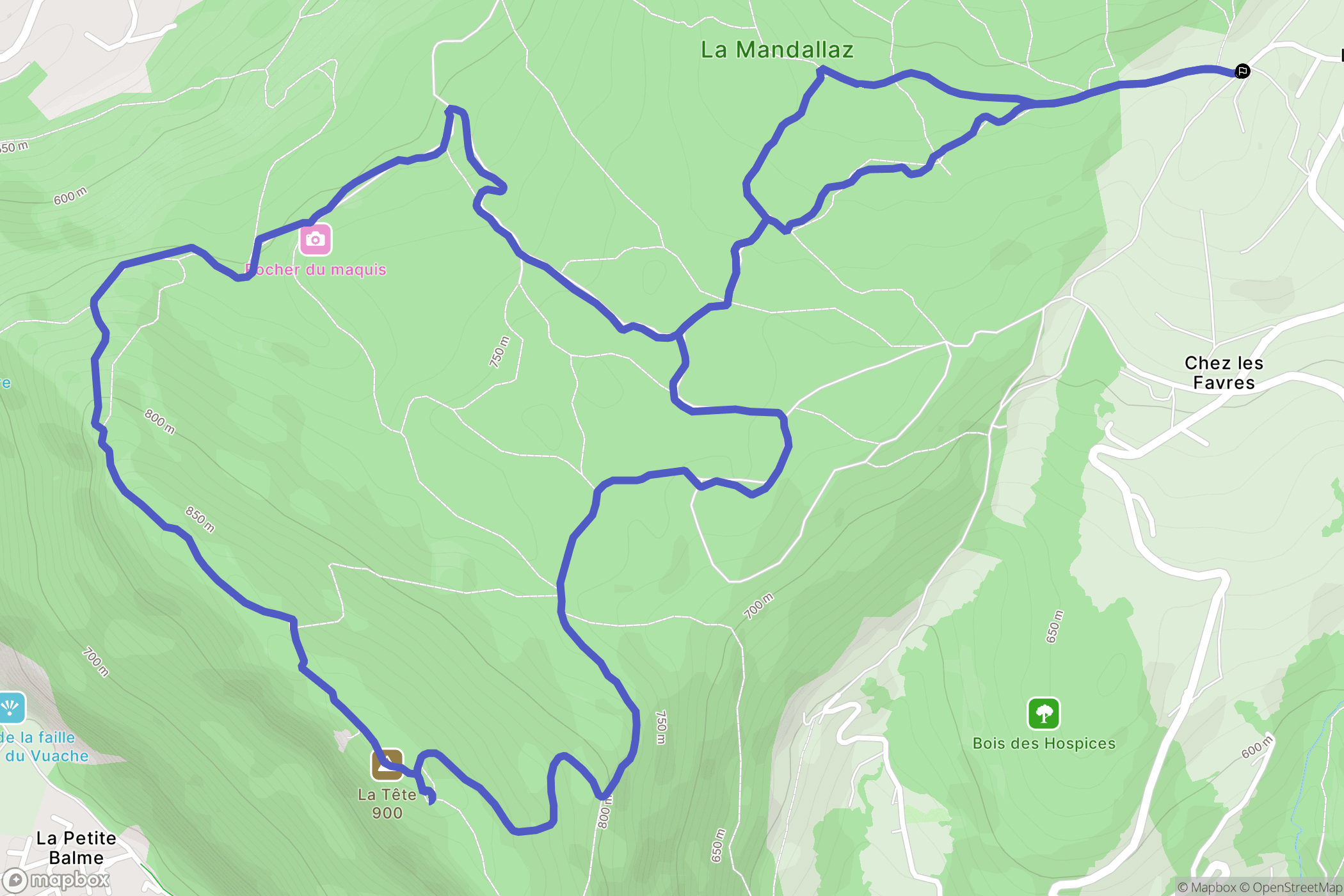 Epagny : carte du parcours de randonnée - France