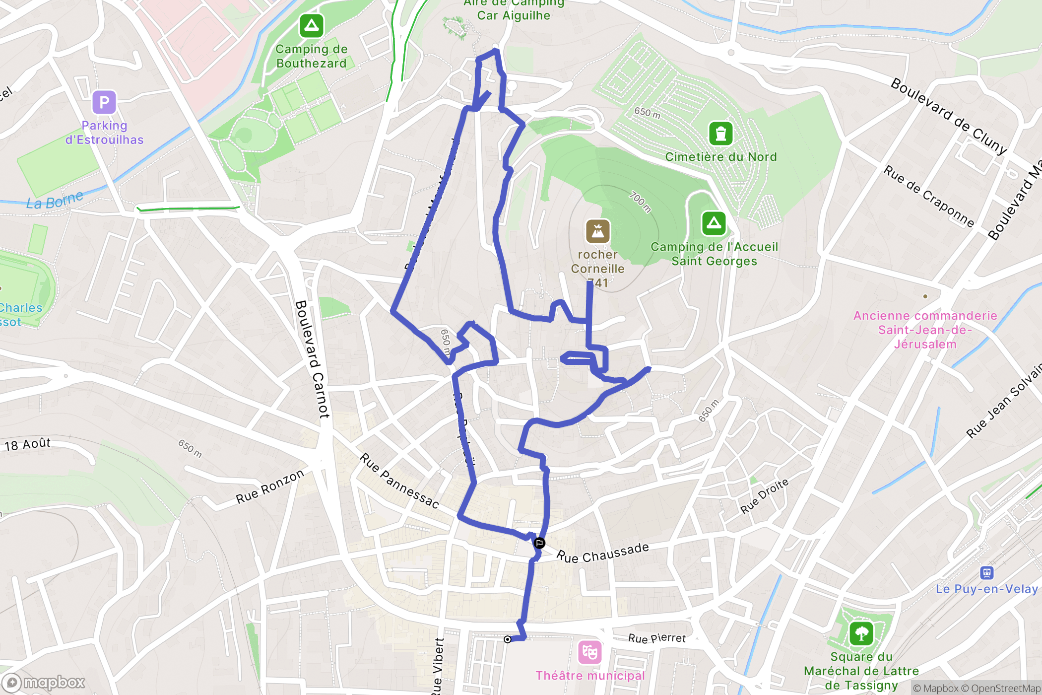 Puy en Velay : carte du parcours de randonnée - France
