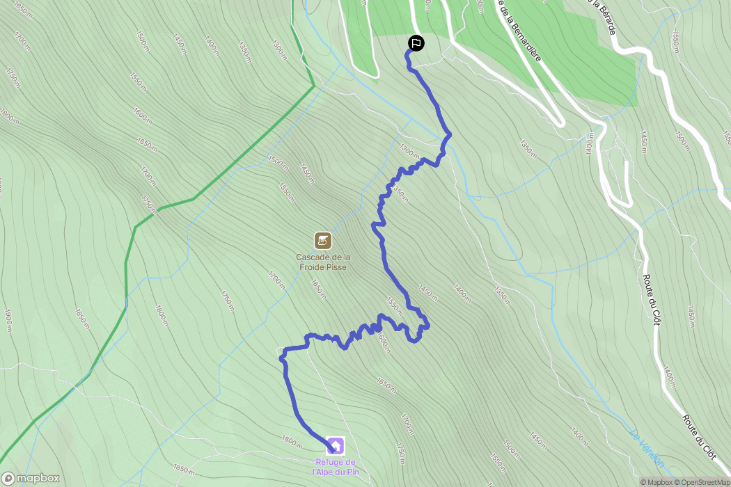 Les Granges : carte du parcours de randonnée - France