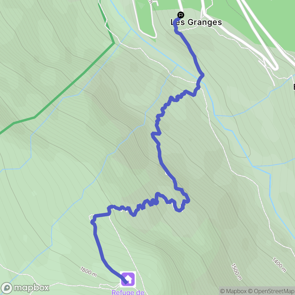 Les Granges : carte du parcours de randonnée - France