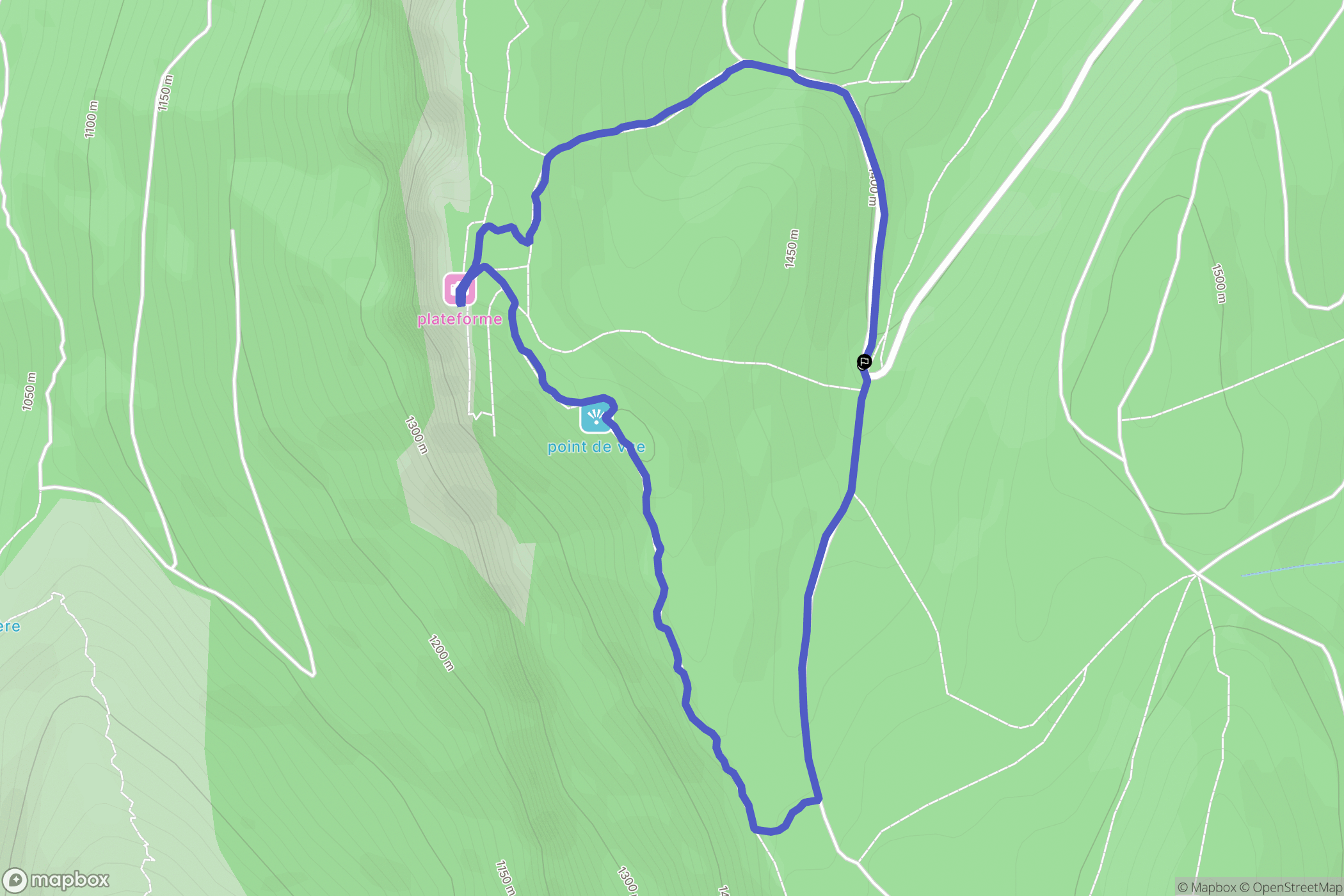 Méaudre : carte du parcours de randonnée - France