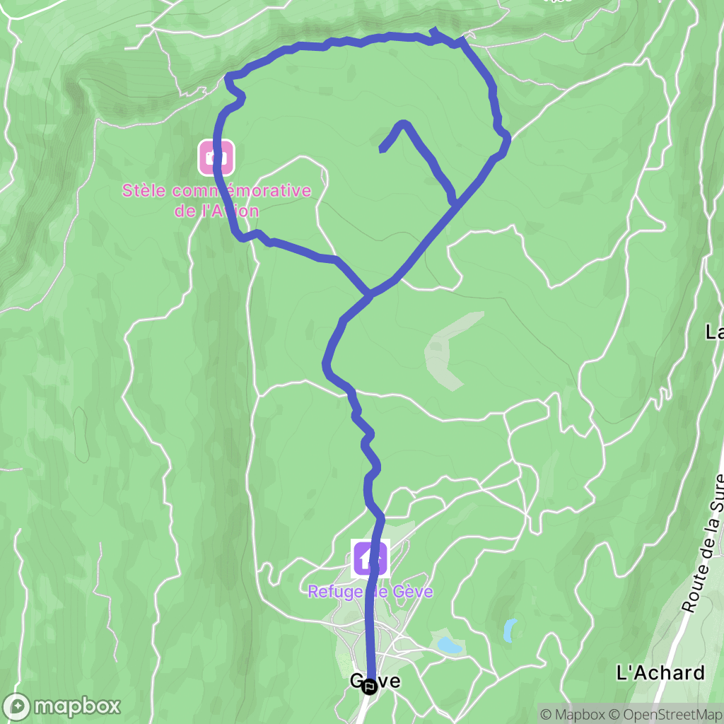 Gève : carte du parcours de randonnée - France