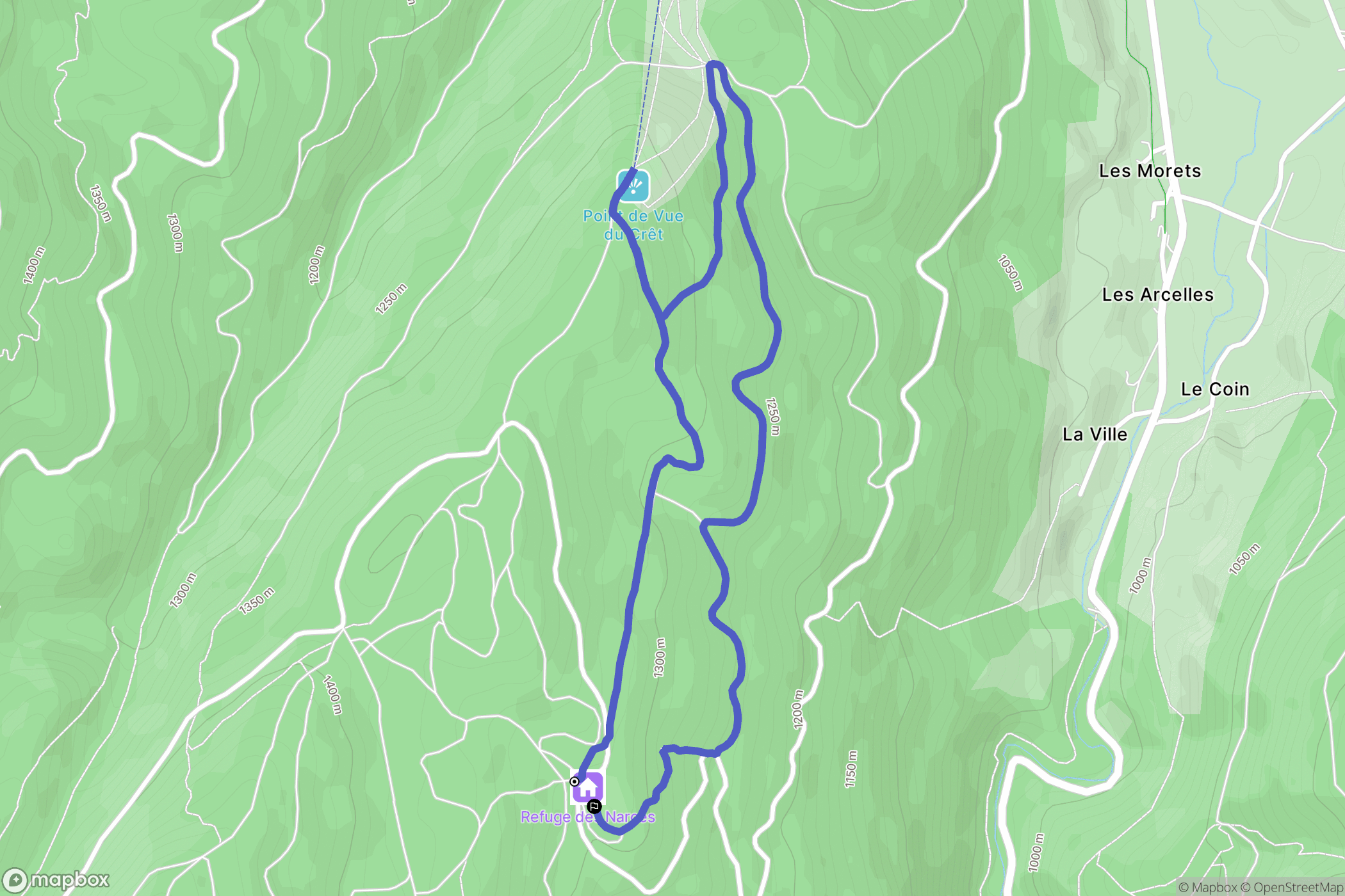Méaudre : carte du parcours de randonnée - France