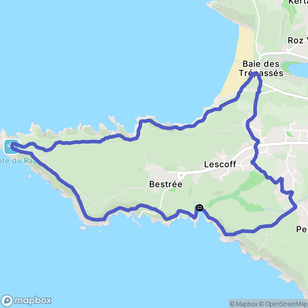 Finistère : carte du parcours de randonnée - France