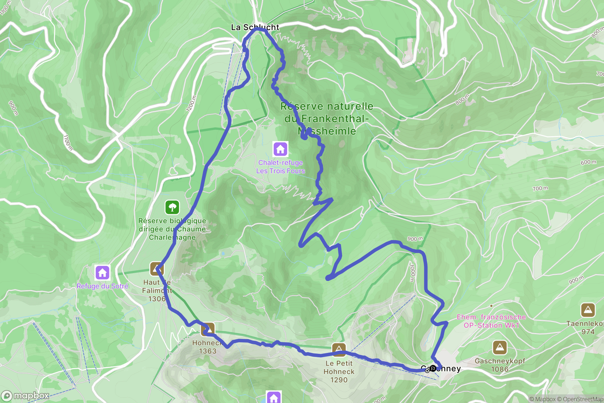 Stosswihr : carte du parcours de randonnée - France