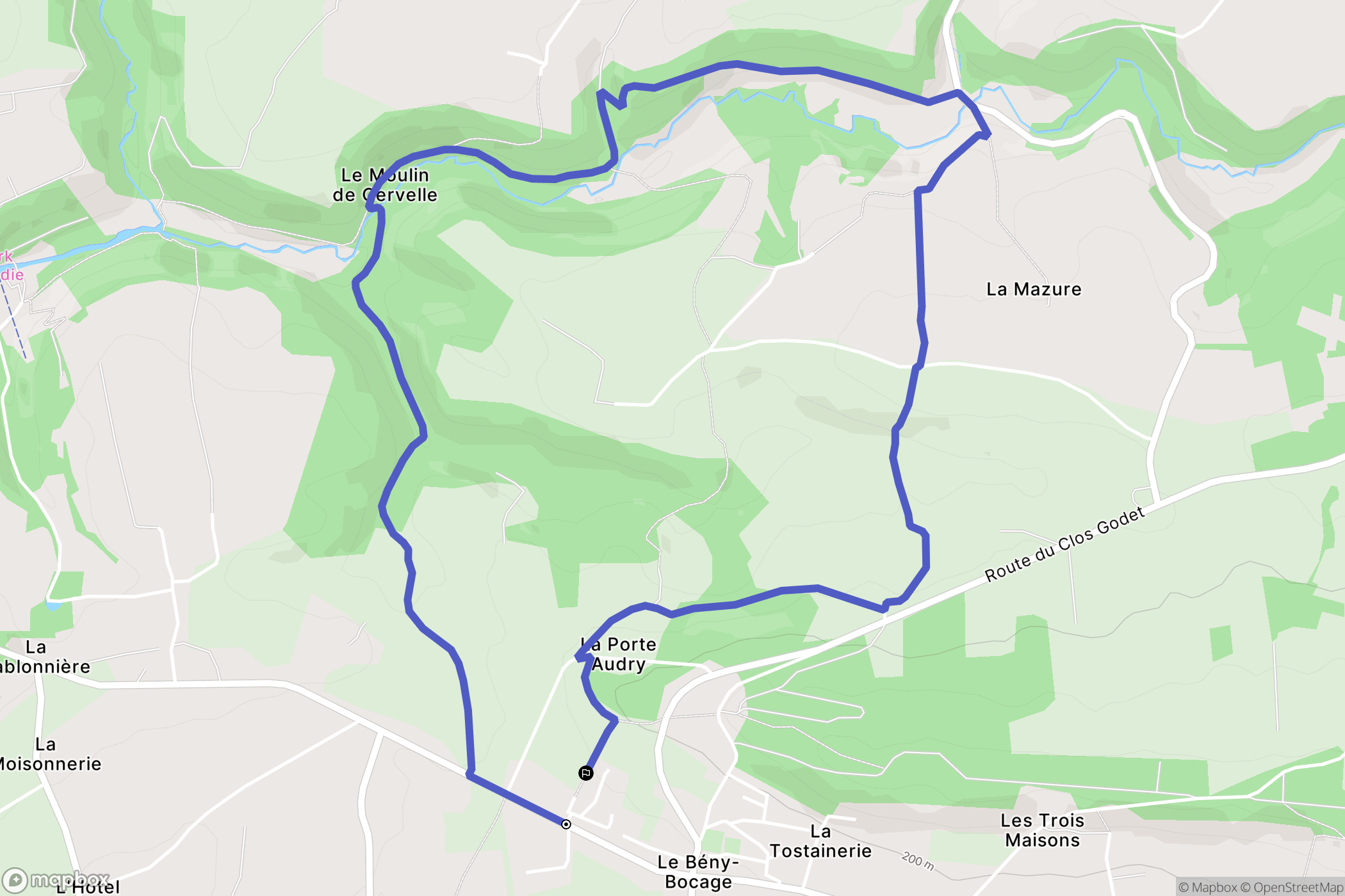 Le Bény-Bocage : carte du parcours de randonnée - France