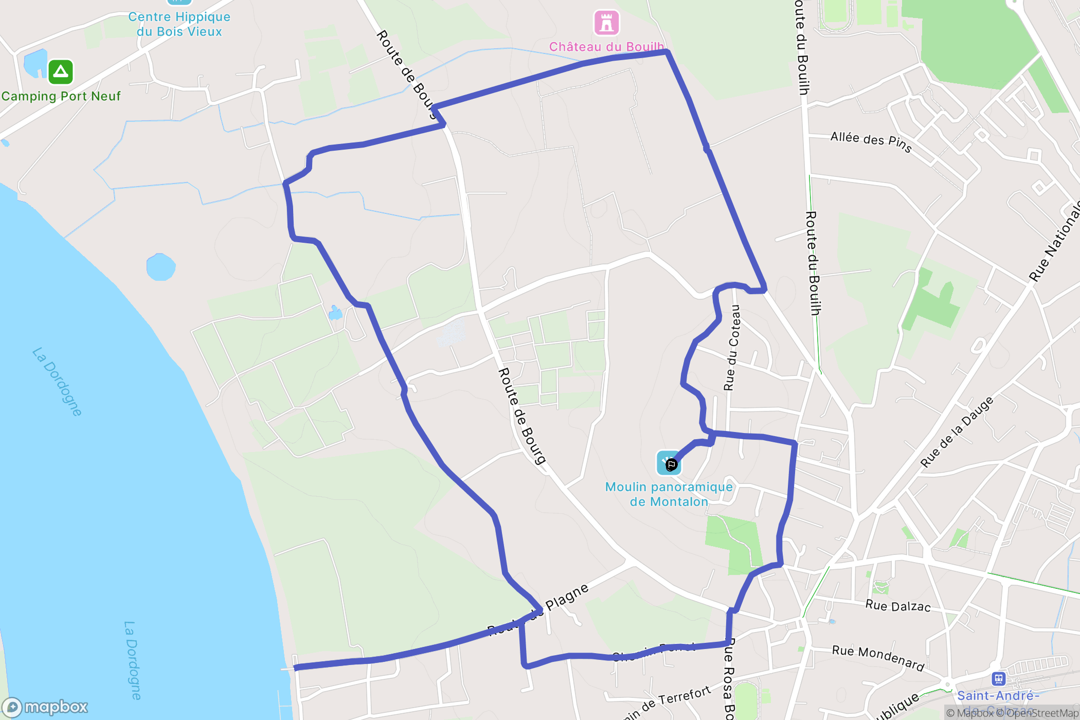 Saint-André-de-Cubzac : carte du parcours de randonnée - France