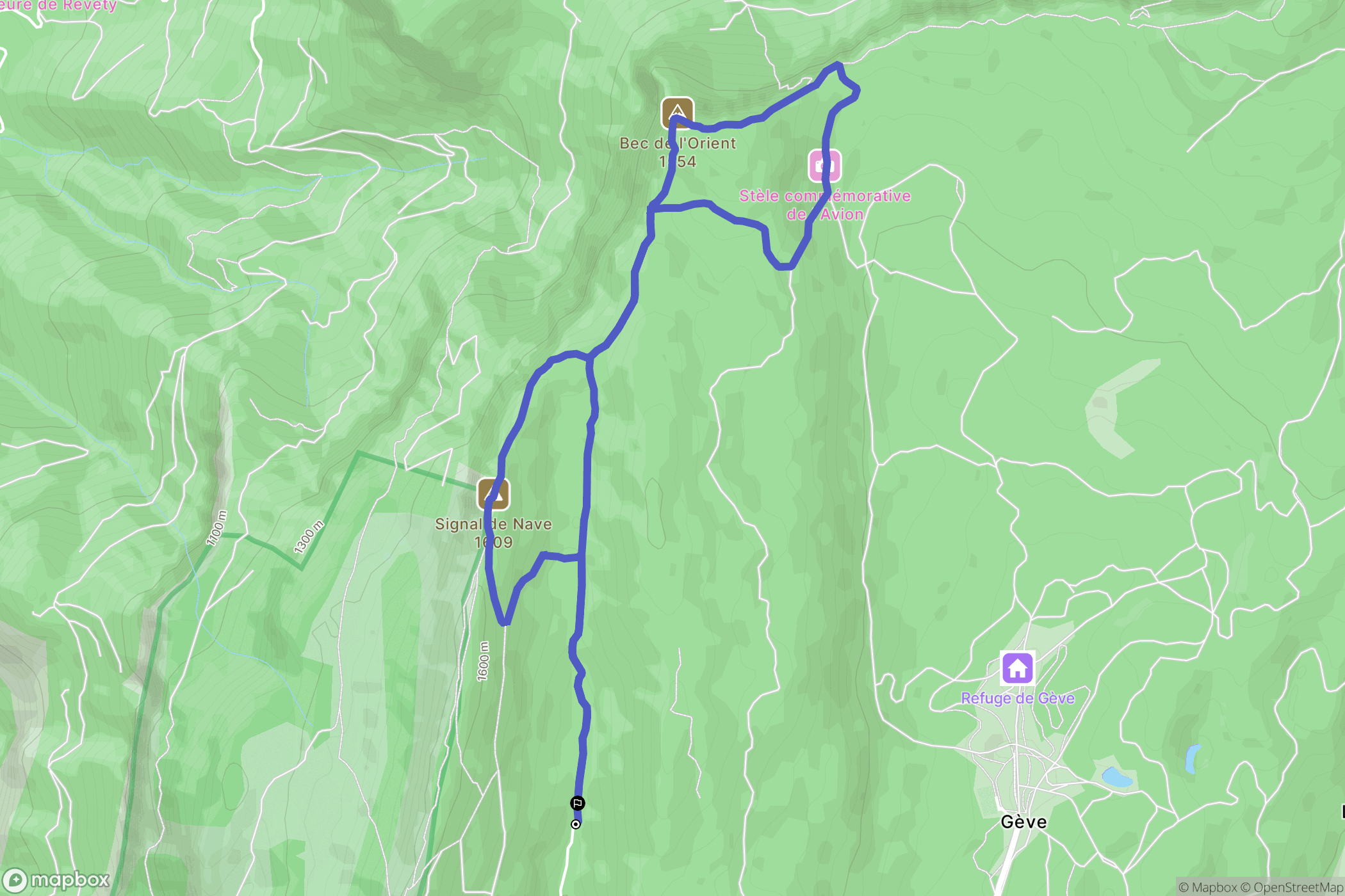 Autrans-Méaudre : carte du parcours de randonnée - France