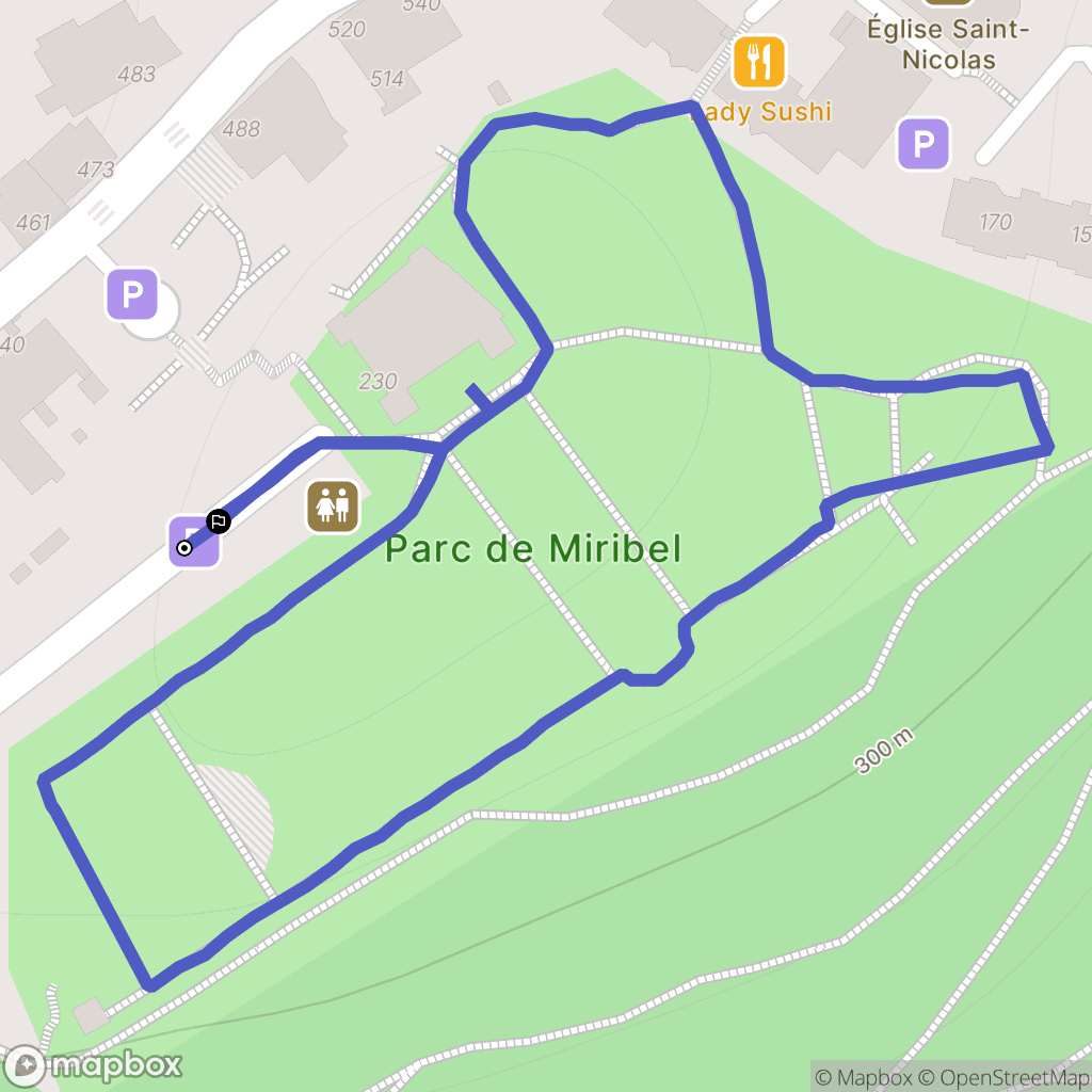 Montbonnot-Saint-Martin, Grenoble : carte du parcours de randonnée - France