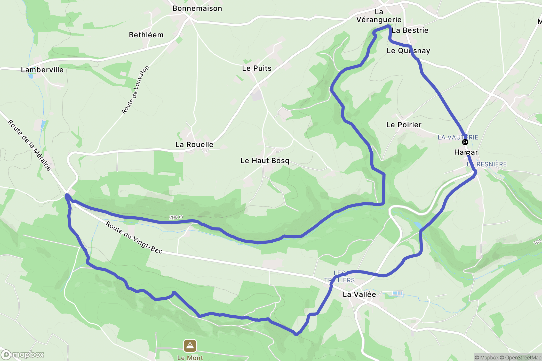 Hamars : carte du parcours de randonnée - France