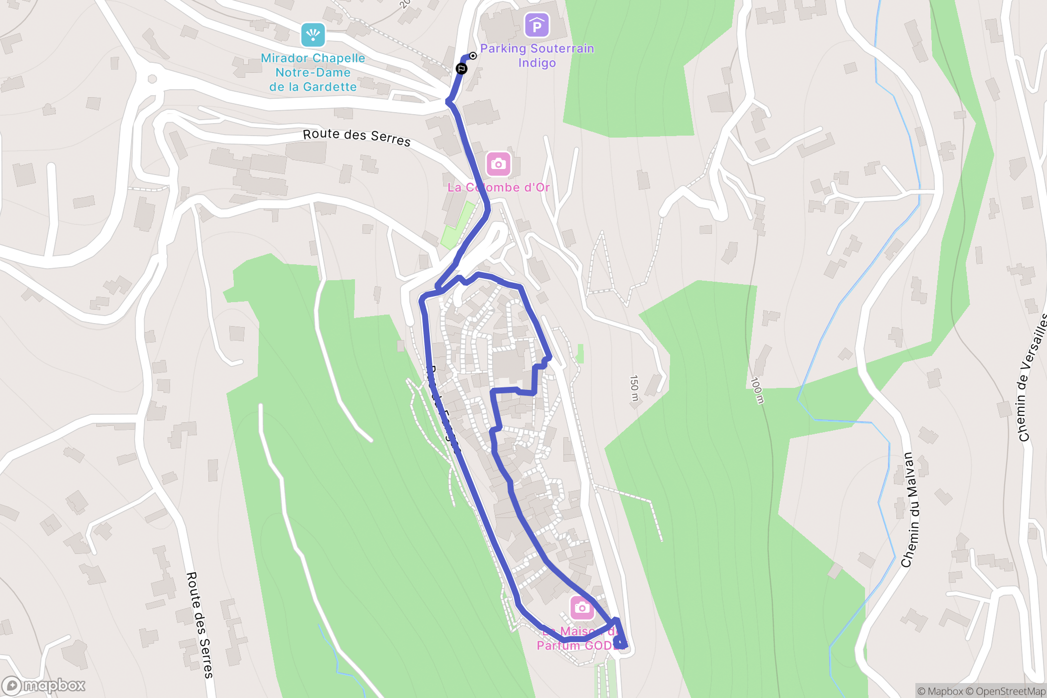 Saint-Paul-de-Vence : carte du parcours de randonnée - France