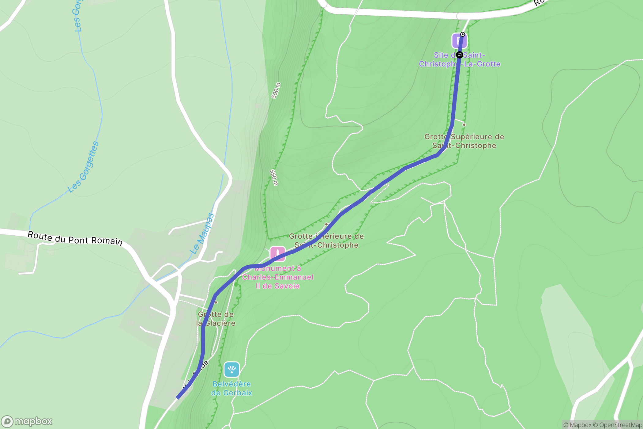 Saint-Christophe-La-Grotte : carte du parcours de randonnée - France