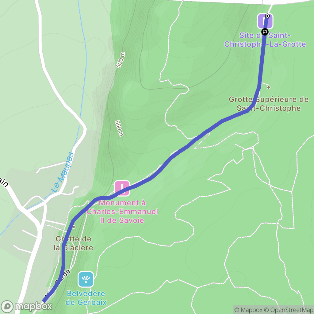 Saint-Christophe-La-Grotte : carte du parcours de randonnée - France
