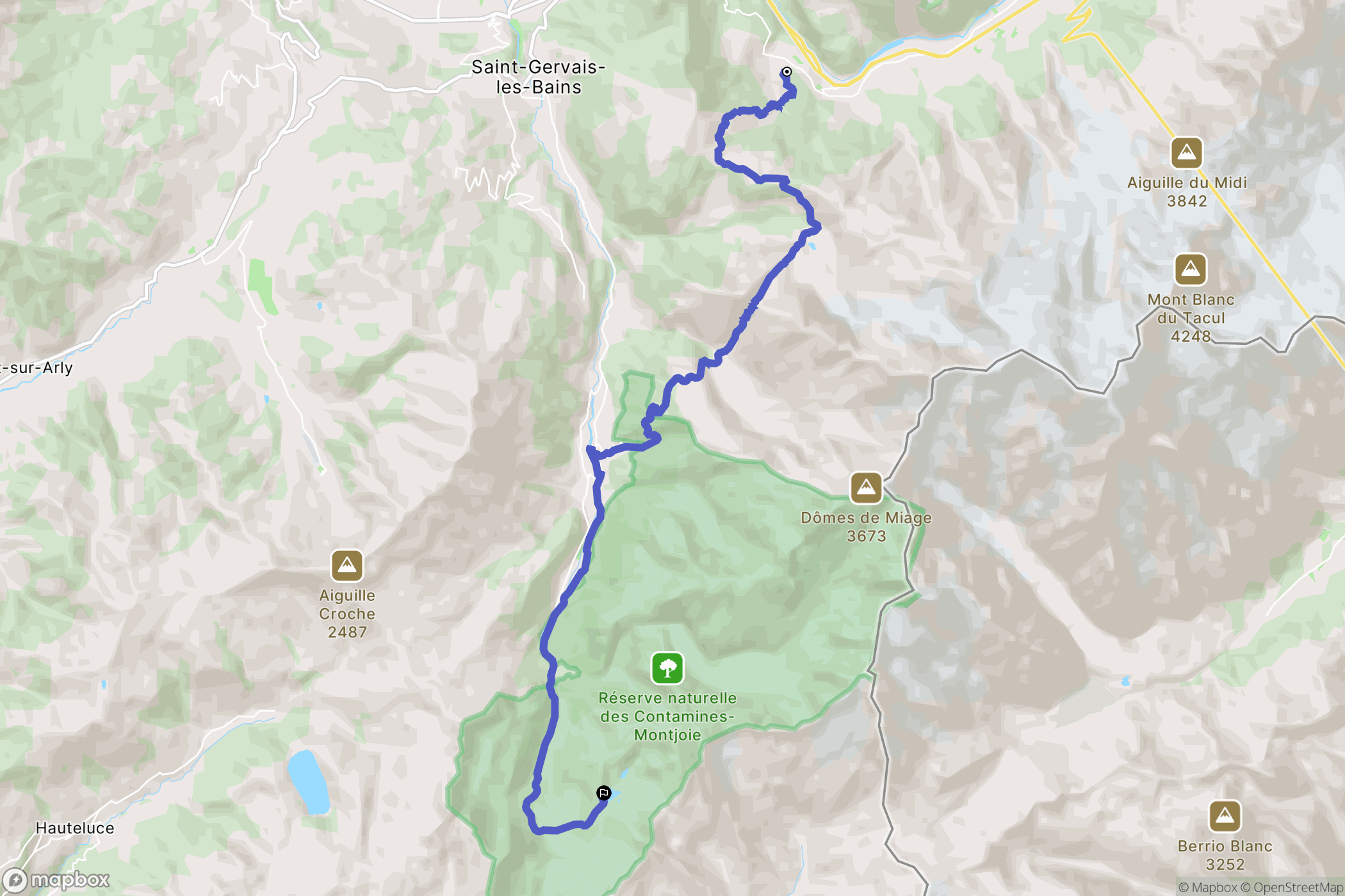 Les Contamines-Montjoie : carte du parcours de randonnée - France