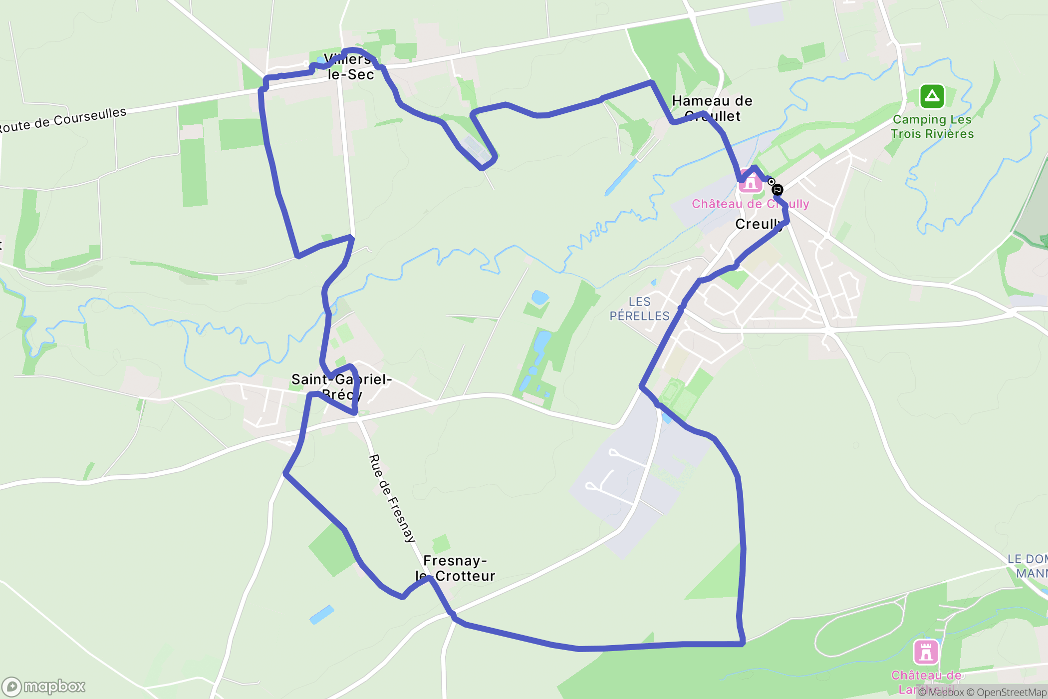 Creully : carte du parcours de randonnée - France