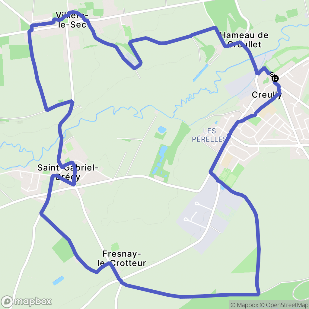 Creully : carte du parcours de randonnée - France