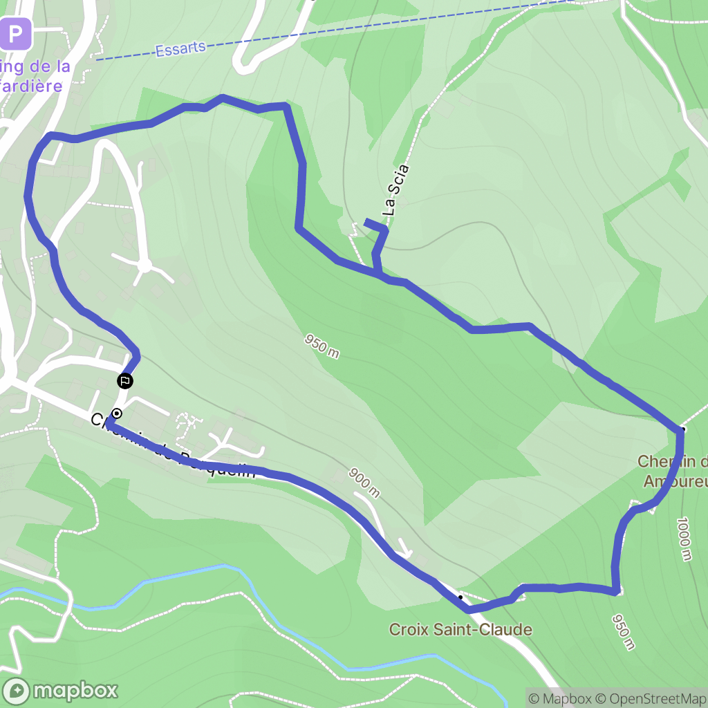 La Mouquetière, Saint-Pierre-de-Chartreuse : carte du parcours de randonnée - France