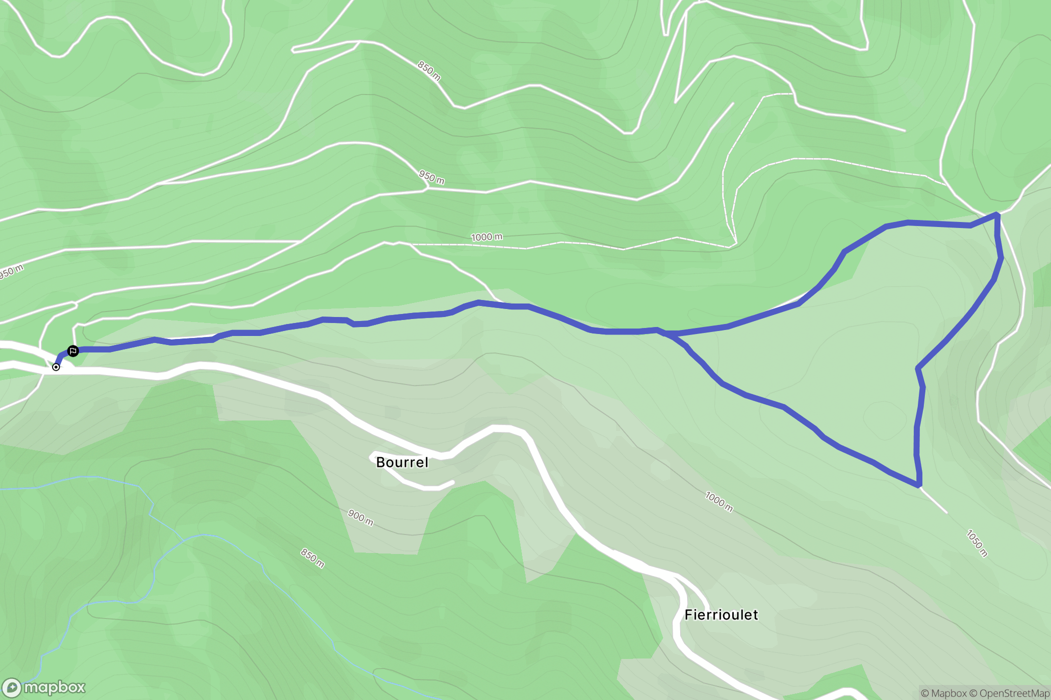 Burret : carte du parcours de randonnée - France