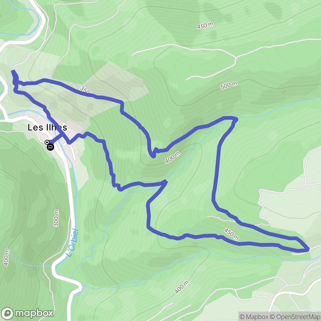 Ilhes-en-Cabardès : carte du parcours de randonnée - France