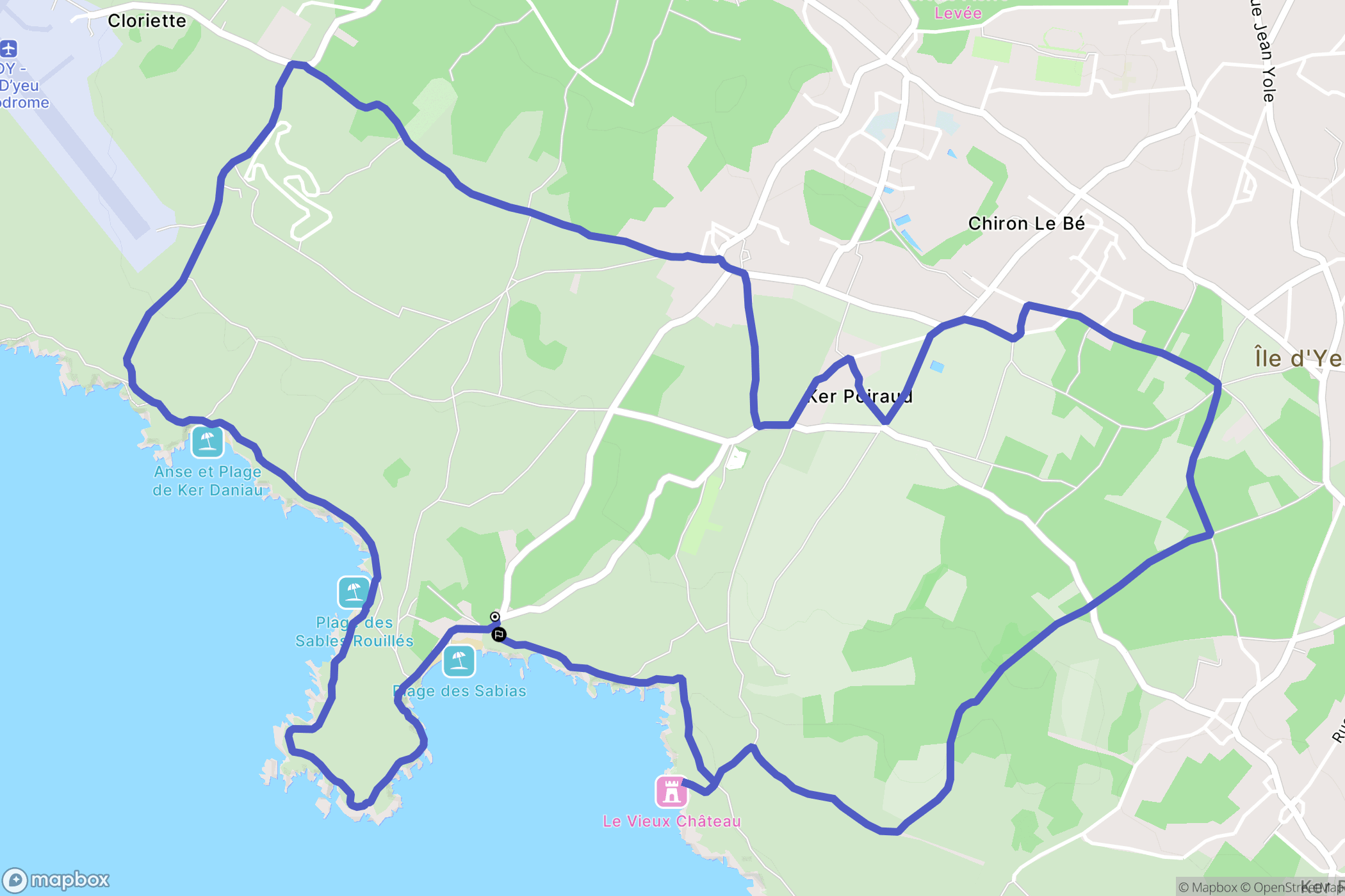 Ile-d'Yeu : carte du parcours de randonnée - France