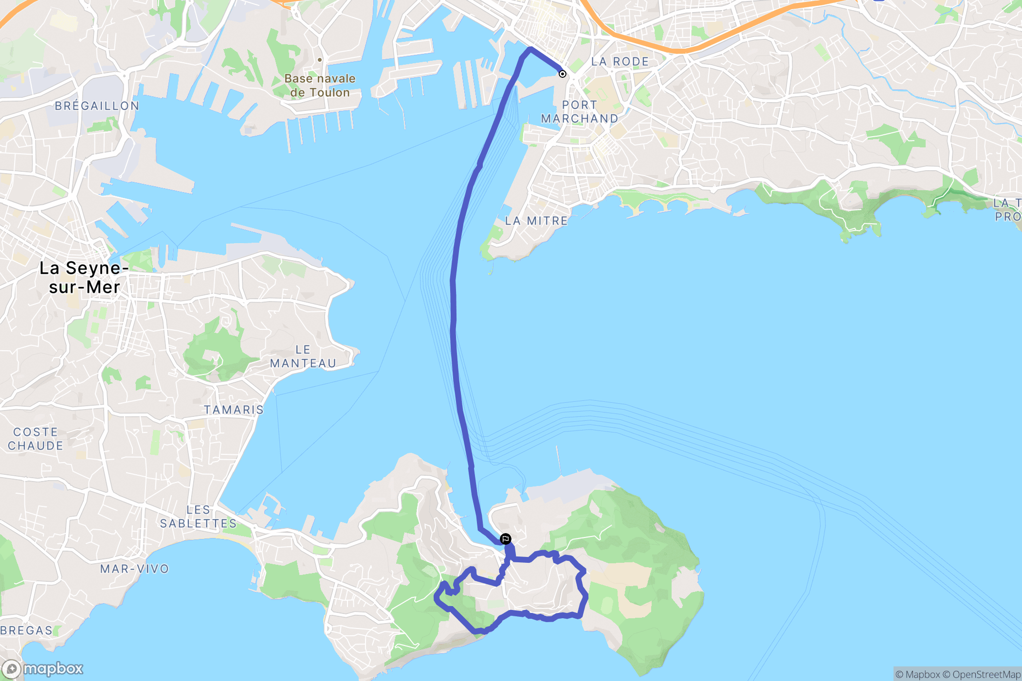 Saint-Mandrier-sur-Mer : carte du parcours de randonnée - France