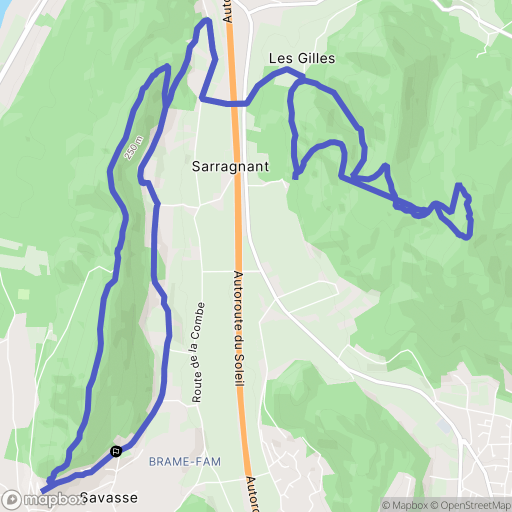 Savasse : carte du parcours de randonnée - France