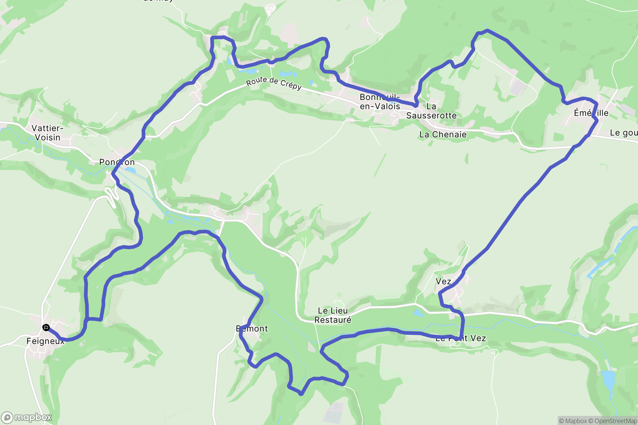 Vez : carte du parcours de randonnée - France